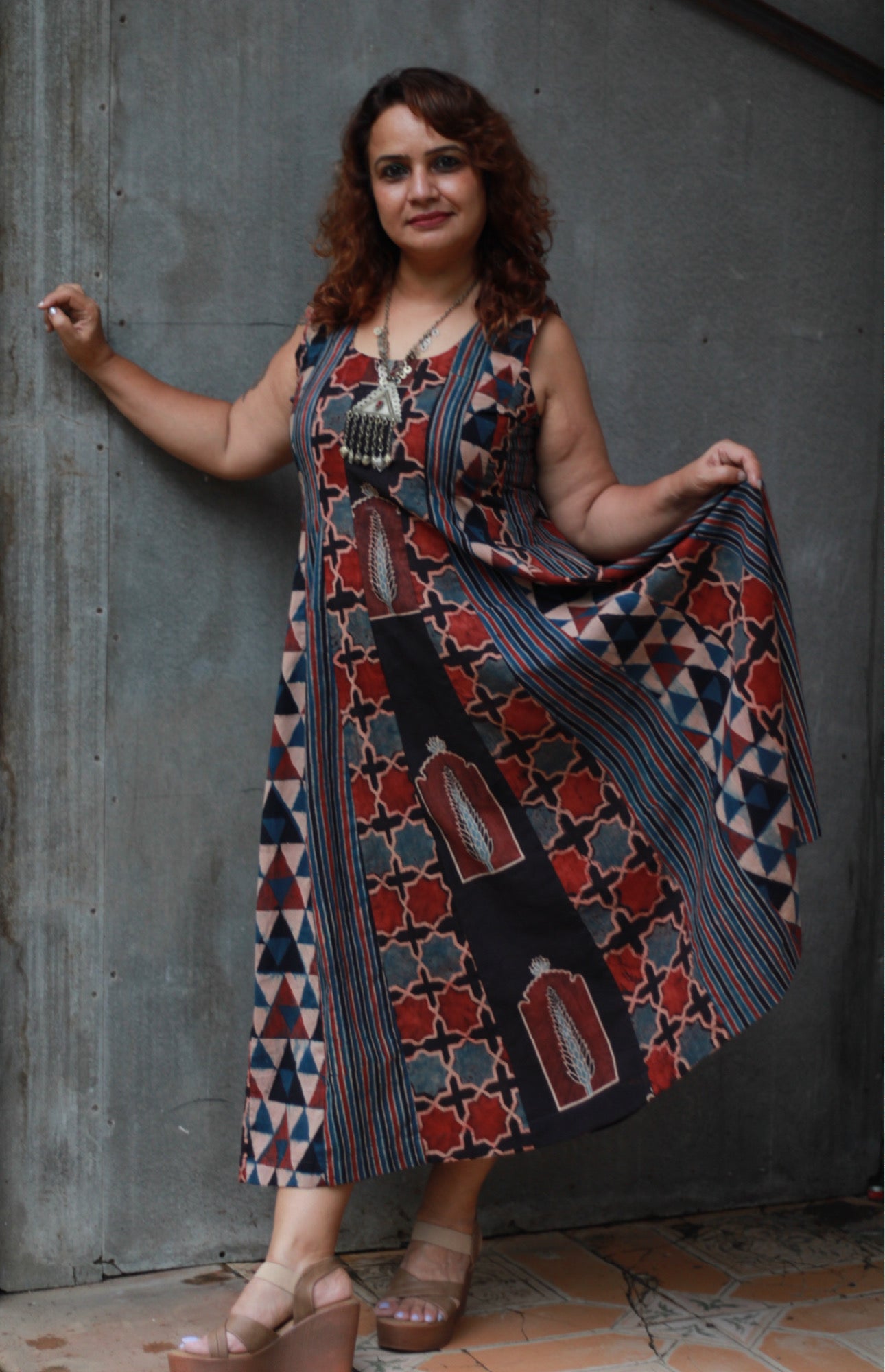 Alankrita | Kalidar Kurta | Noir Ajrakh Medley