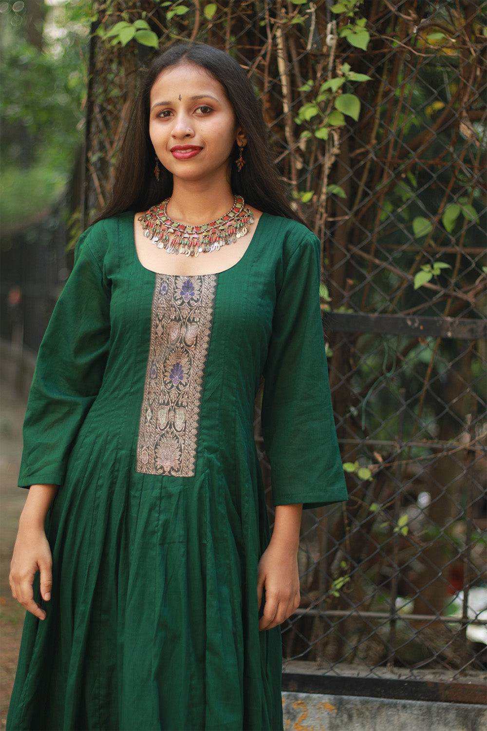 Alankrita | Chaaliskali Kurta | Green with Banarasi Zari