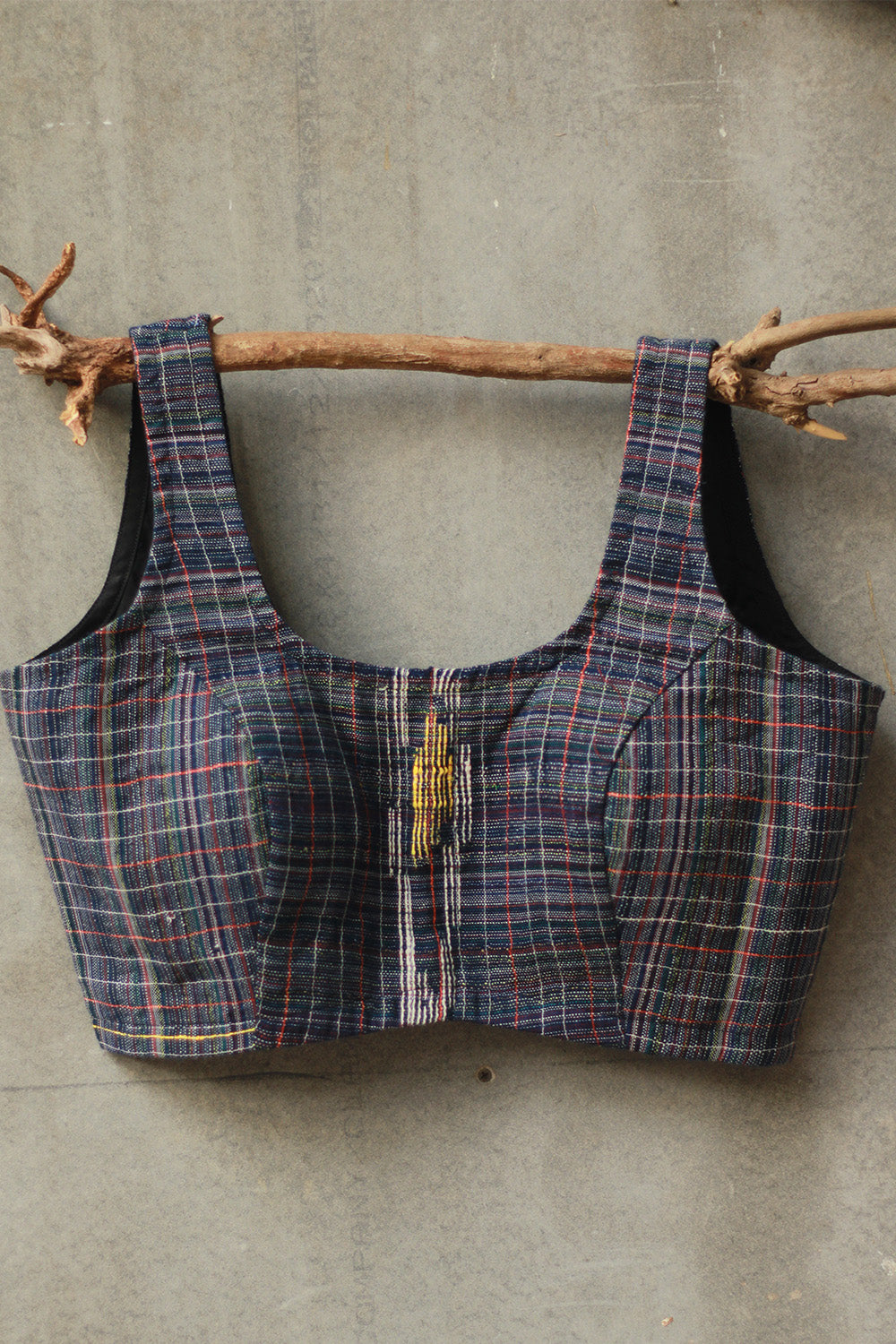 Sleeveless Gamcha Blouse | Blue - Grey