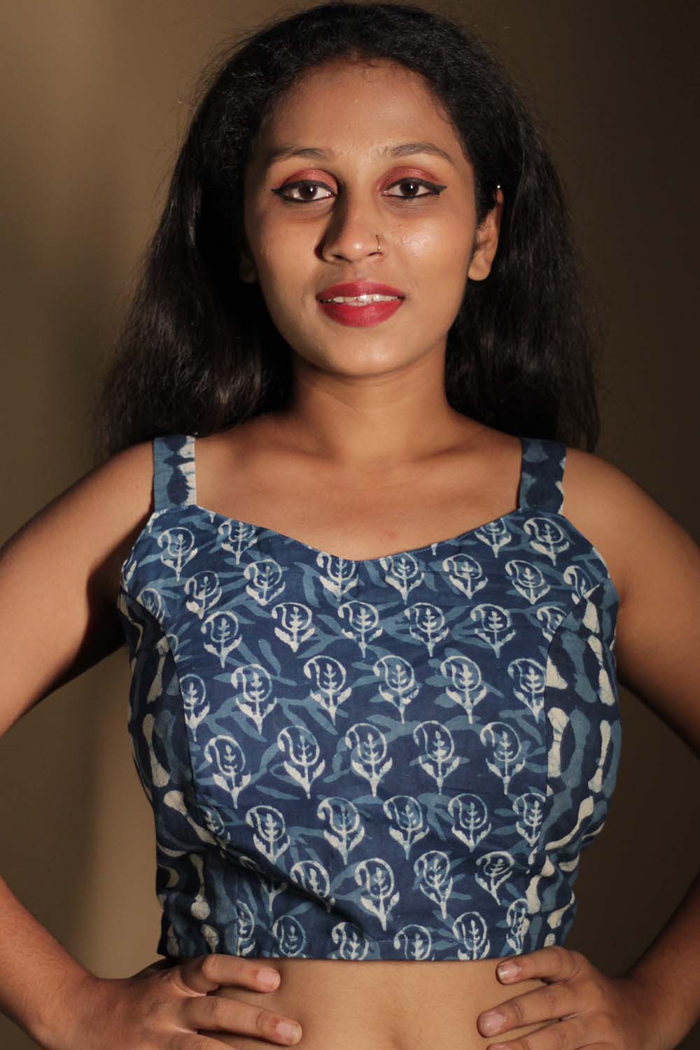 Moha | Backless Lace-Up Blouse | Indigo Medley