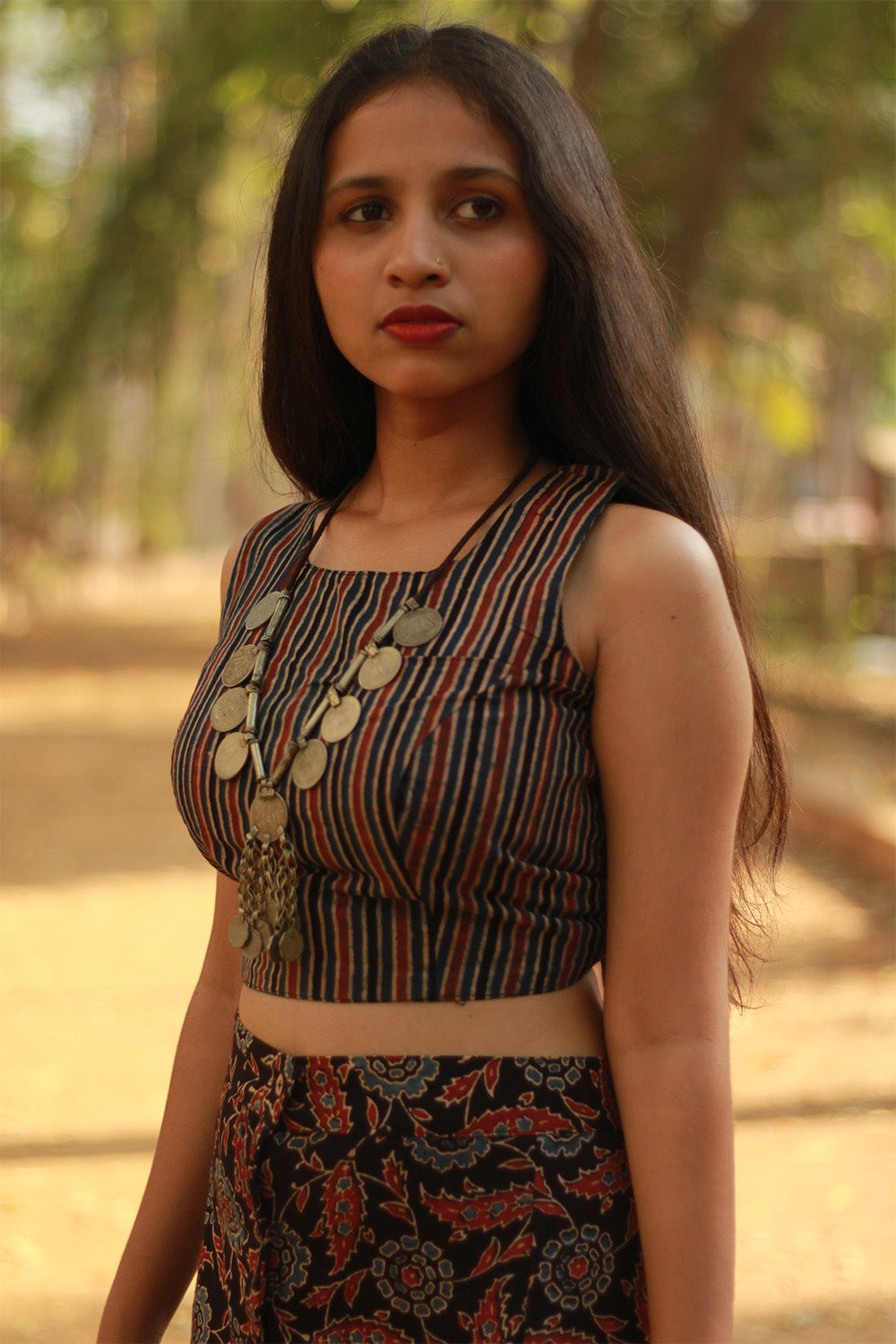 Mastaani | Reversible Blouse | Ajrakh Stripes & Mangalgiri Stripes