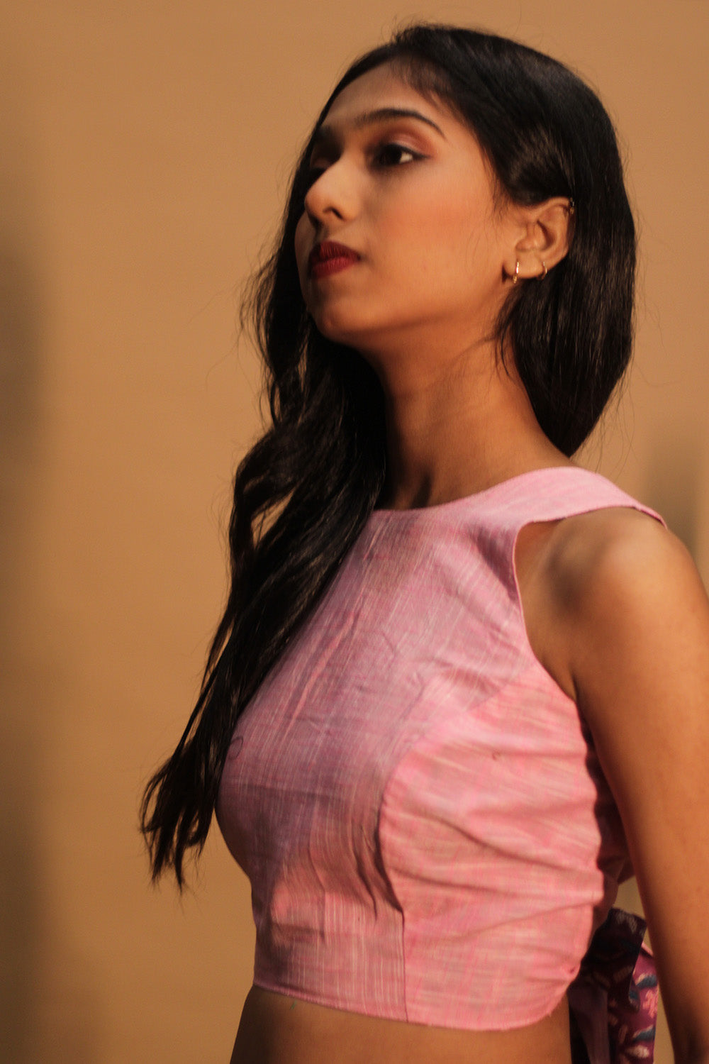Mastaani | Reversible Blouse | Rose Pink with Mauve Sanganeri