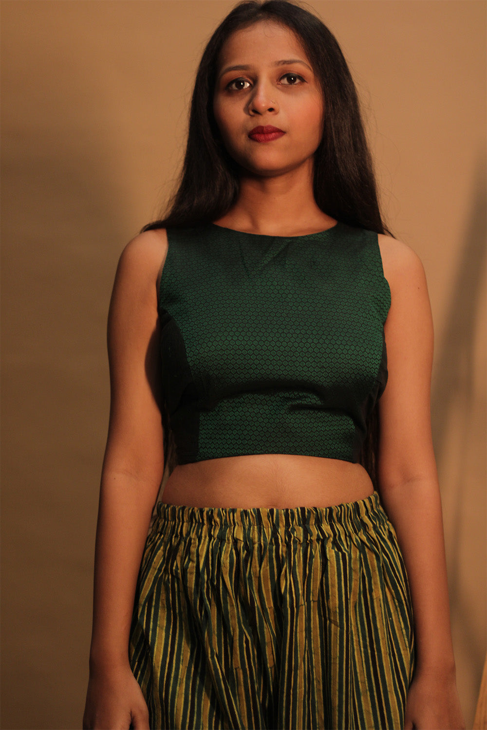 Mastaani | Reversible Blouse | Noir with Green Khunn