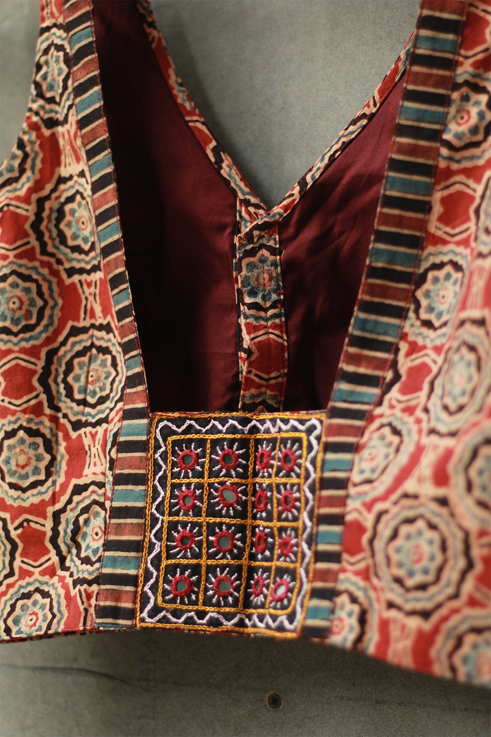 Sleeveless Mirrorwork Blouse | Ajrakh Medley
