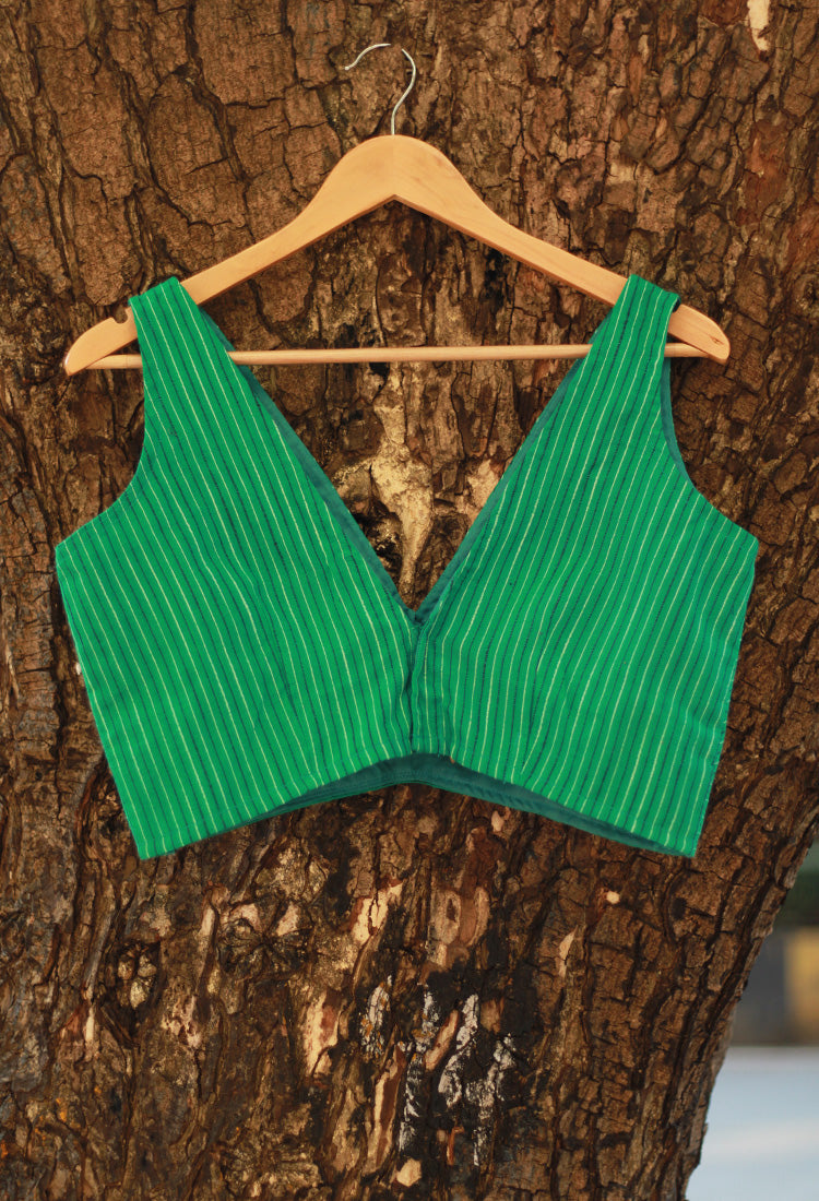 Sleeveless Blouse | Sea Green Cotton