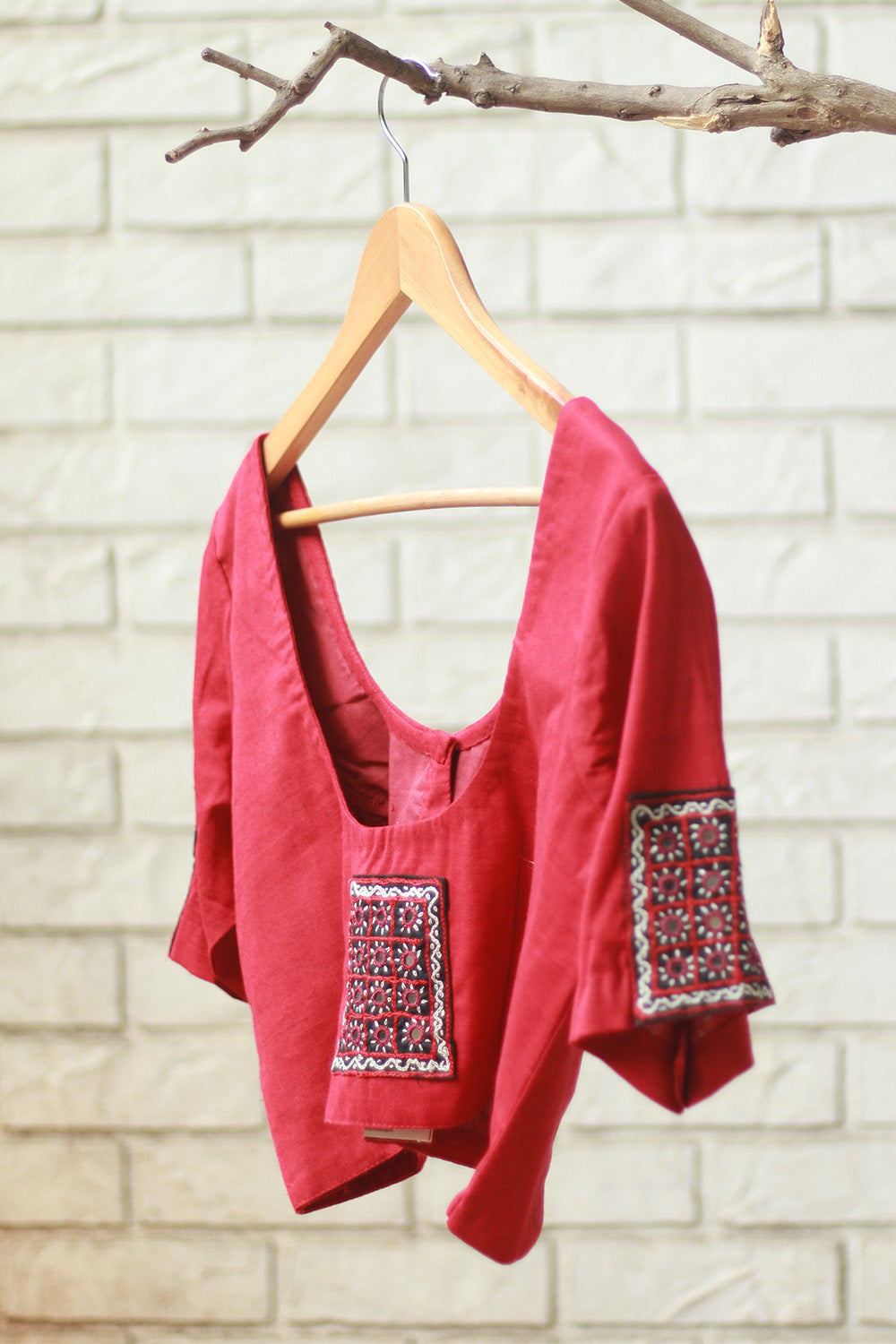 Abhla | Kutch Mirrorwork Blouse | Rouge
