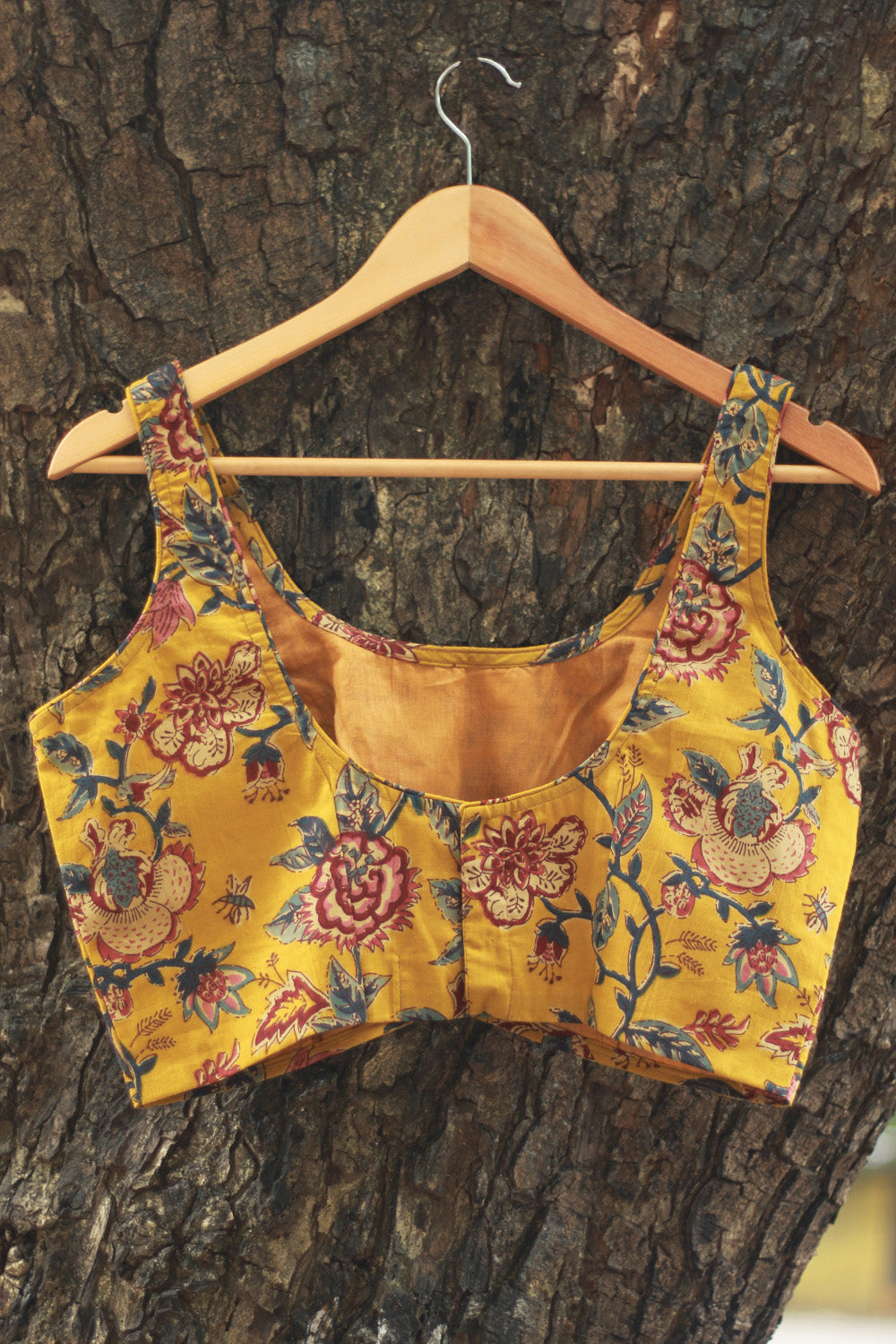 Sleeveless Blouse | Yellow Sanganeri