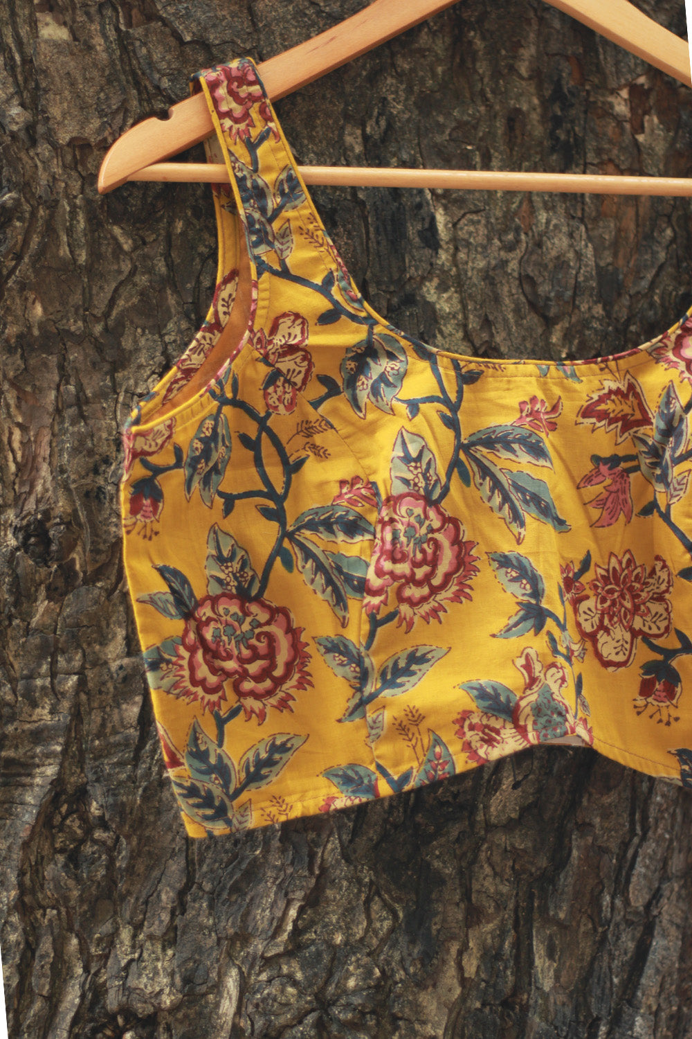 Sleeveless Blouse | Yellow Sanganeri
