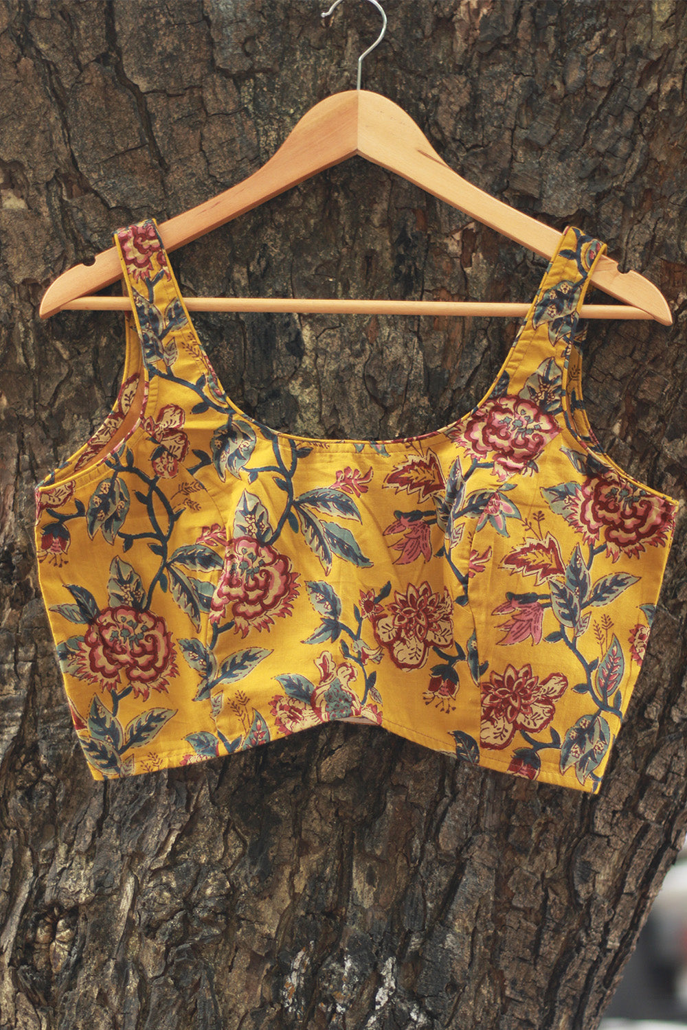 Sleeveless Blouse | Yellow Sanganeri