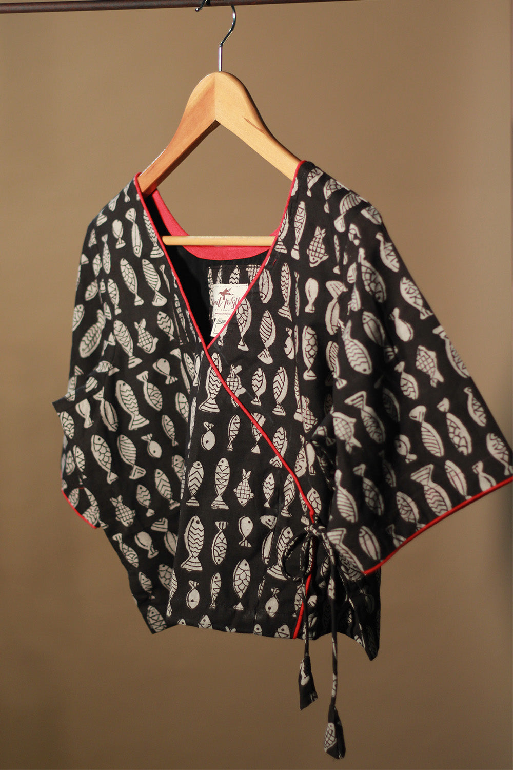 Aabroo | Angarkha Blouse / Crop Top | Noir Fish Bagru