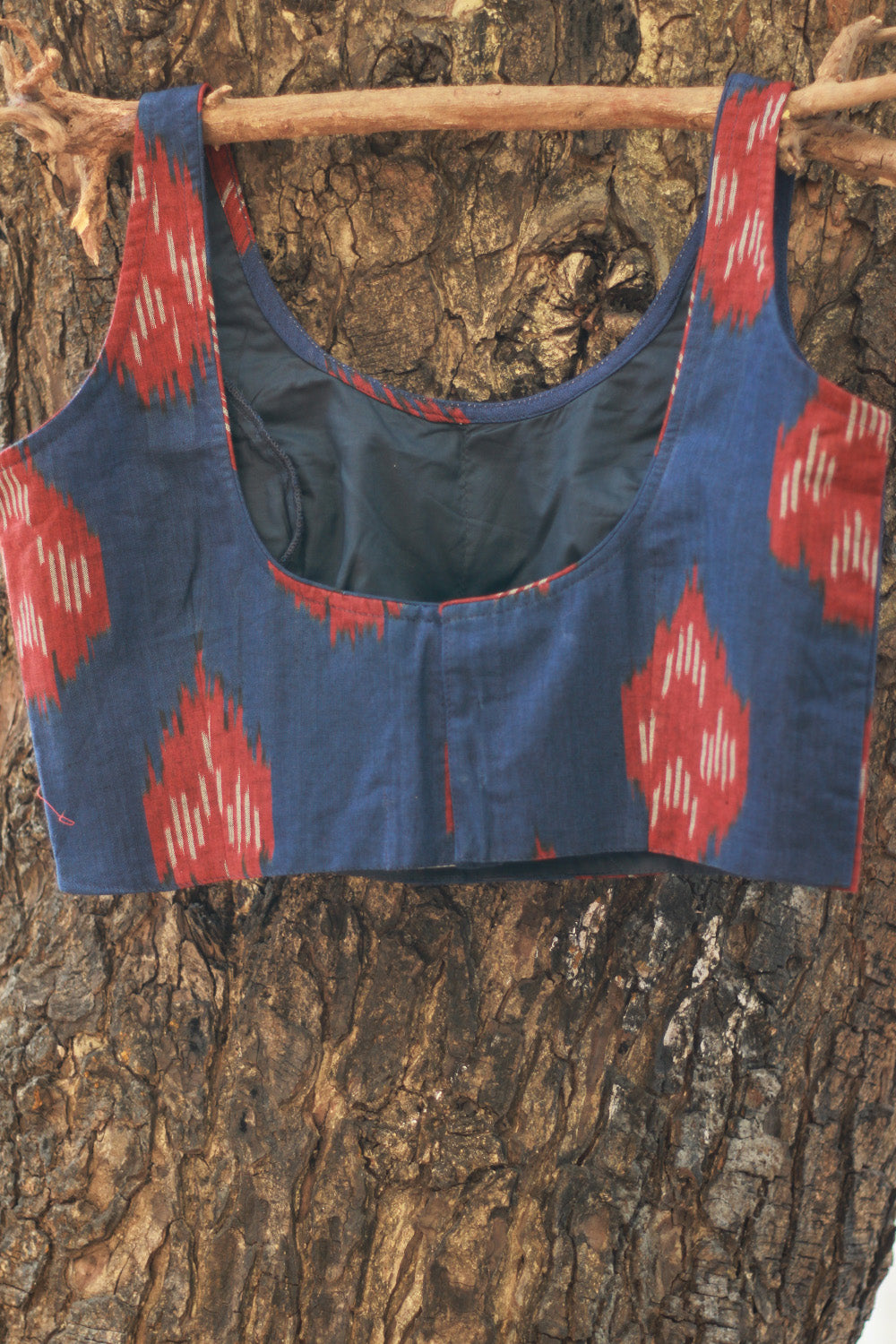 Sleeveless Blouse | Ikkat | Prussian Blue