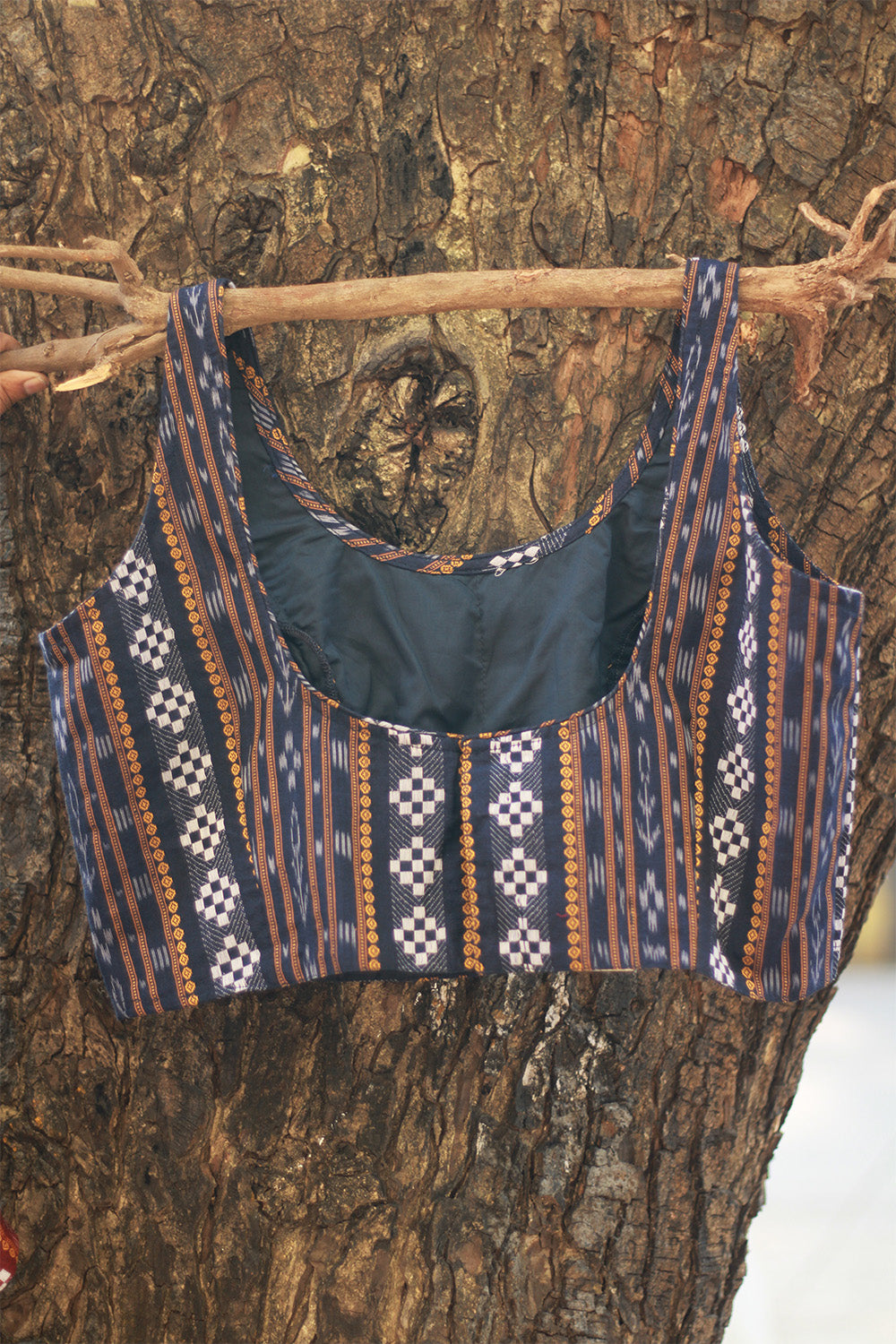 Sleeveless Blouse | Ikkat | Midnight Blue