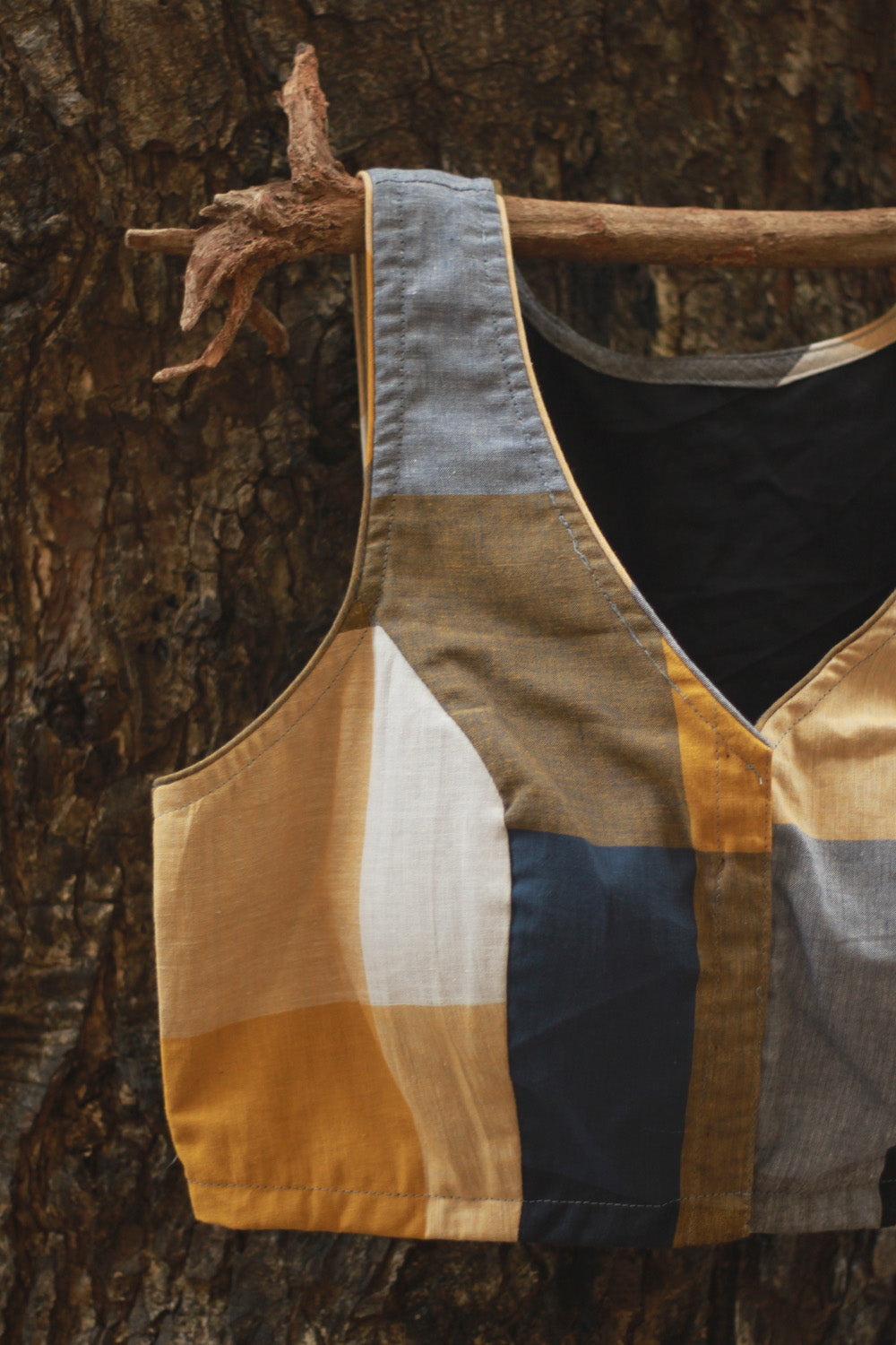 Racer Back Blouse | Checkered Medley