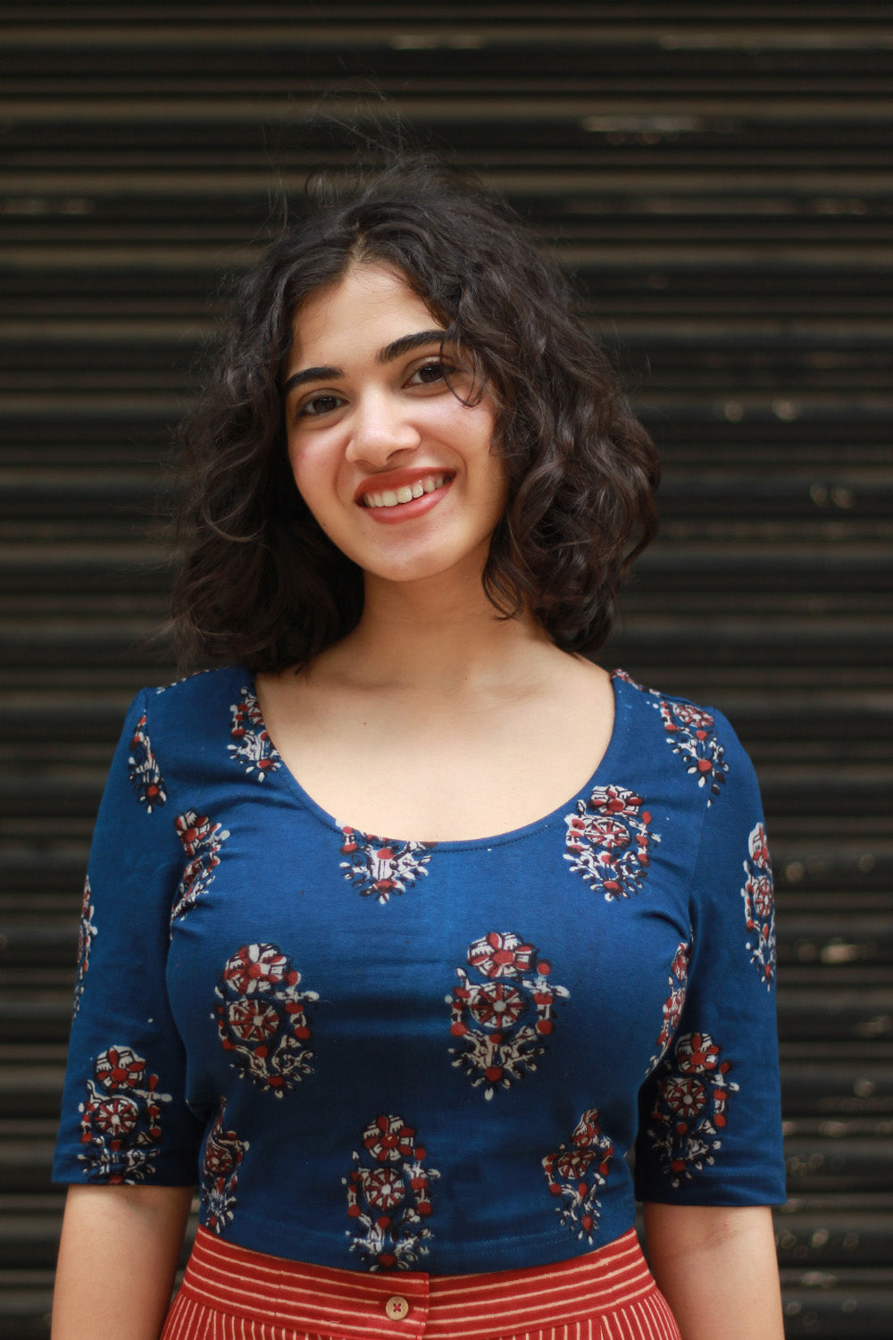 Kirgiti | Stretchable Blouse / Crop Top | Indigo Dabu