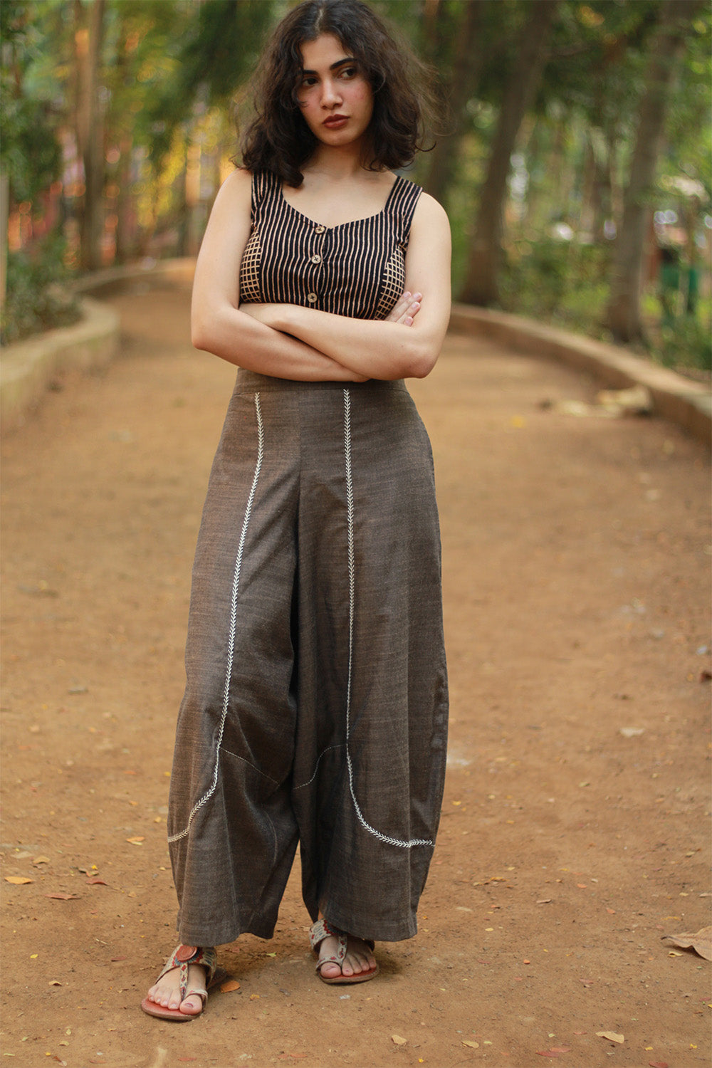 Musafir | Balloon Pants | Slate with Embroidery