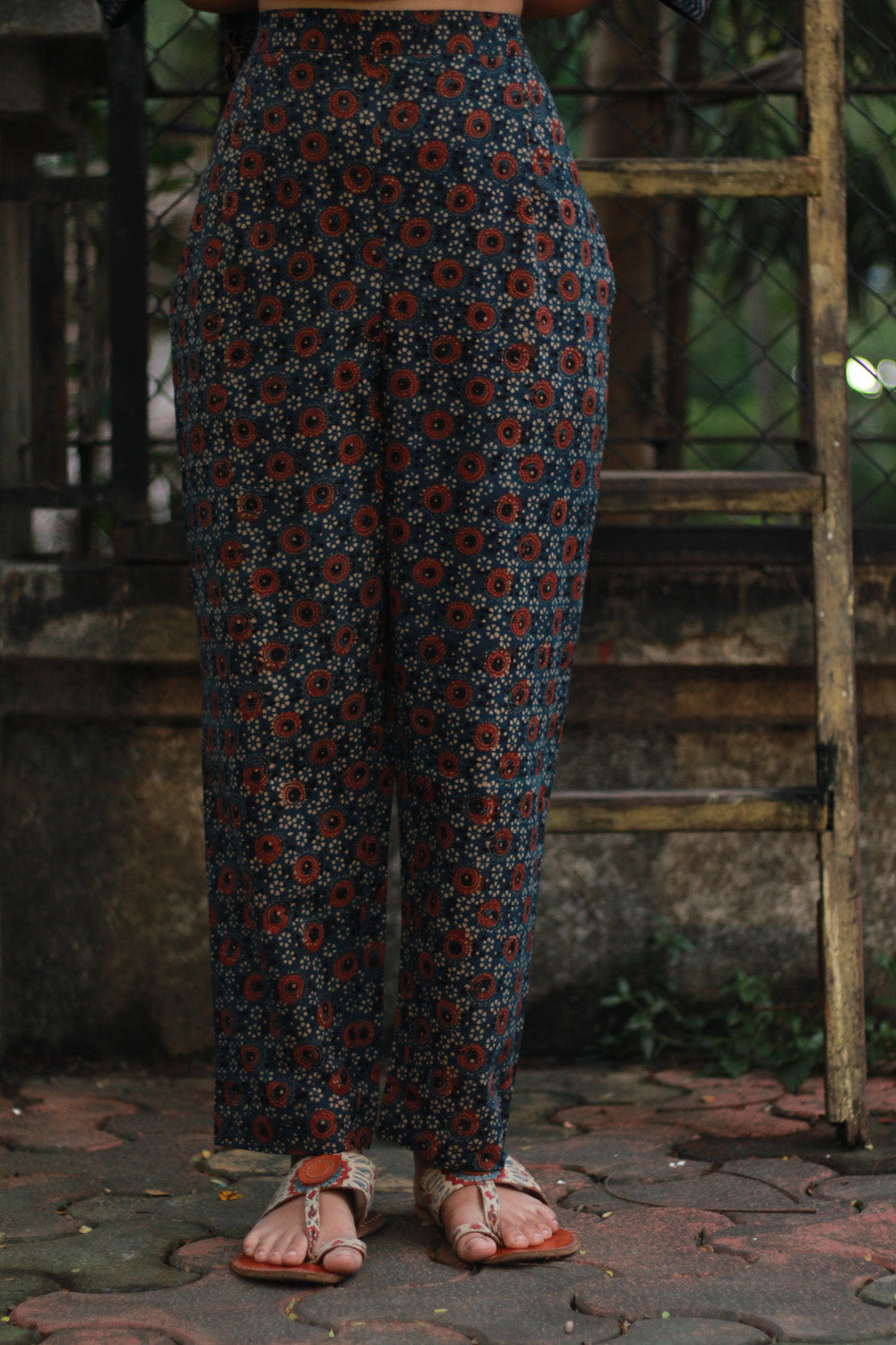 Afsana | Co-Ord Set with Mirrorwork | Navy Paisley Ajrakh