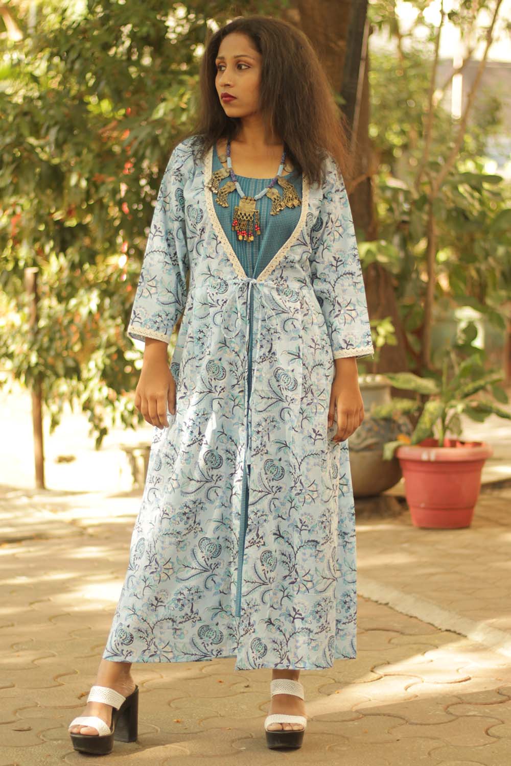 Dress & Overlay Co-Ord Set- Blue Blossom