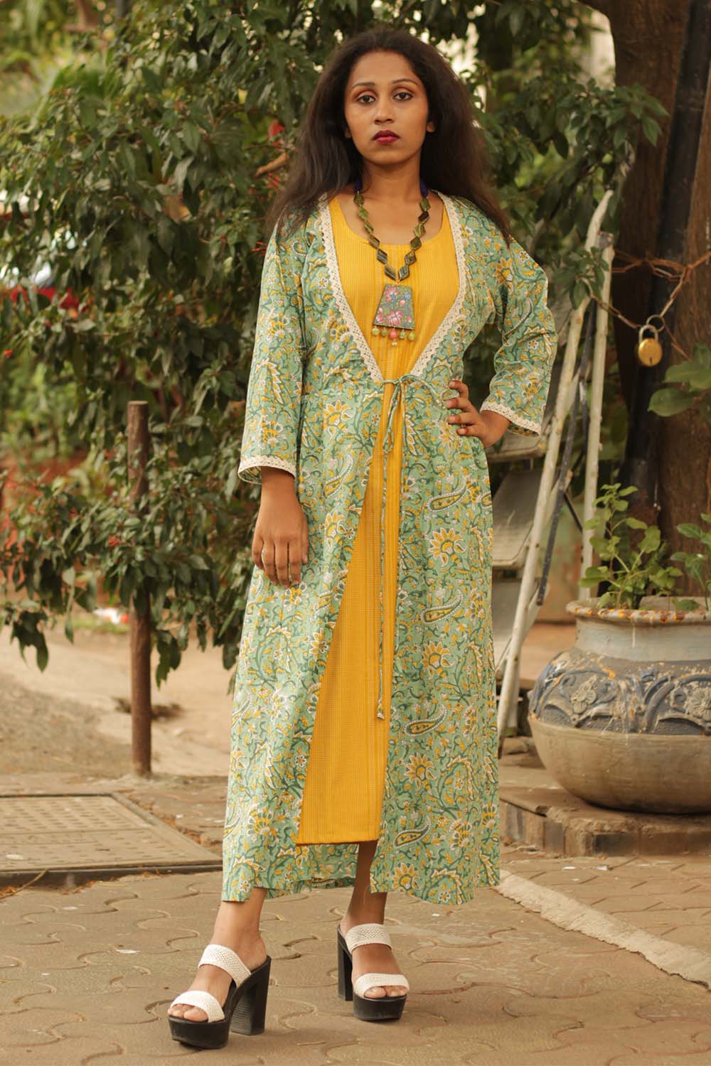 Dress & Overlay Co-Ord Set- Lime Light