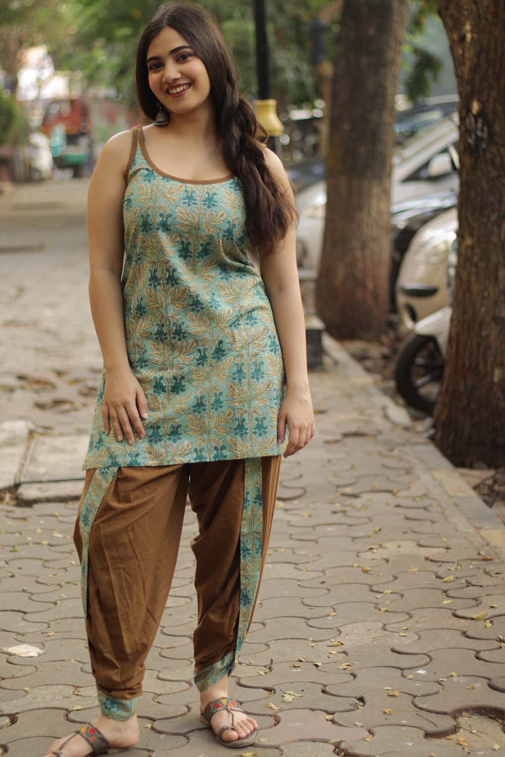 Spaghetti Short Kurta | Sea Foam Sanganeri