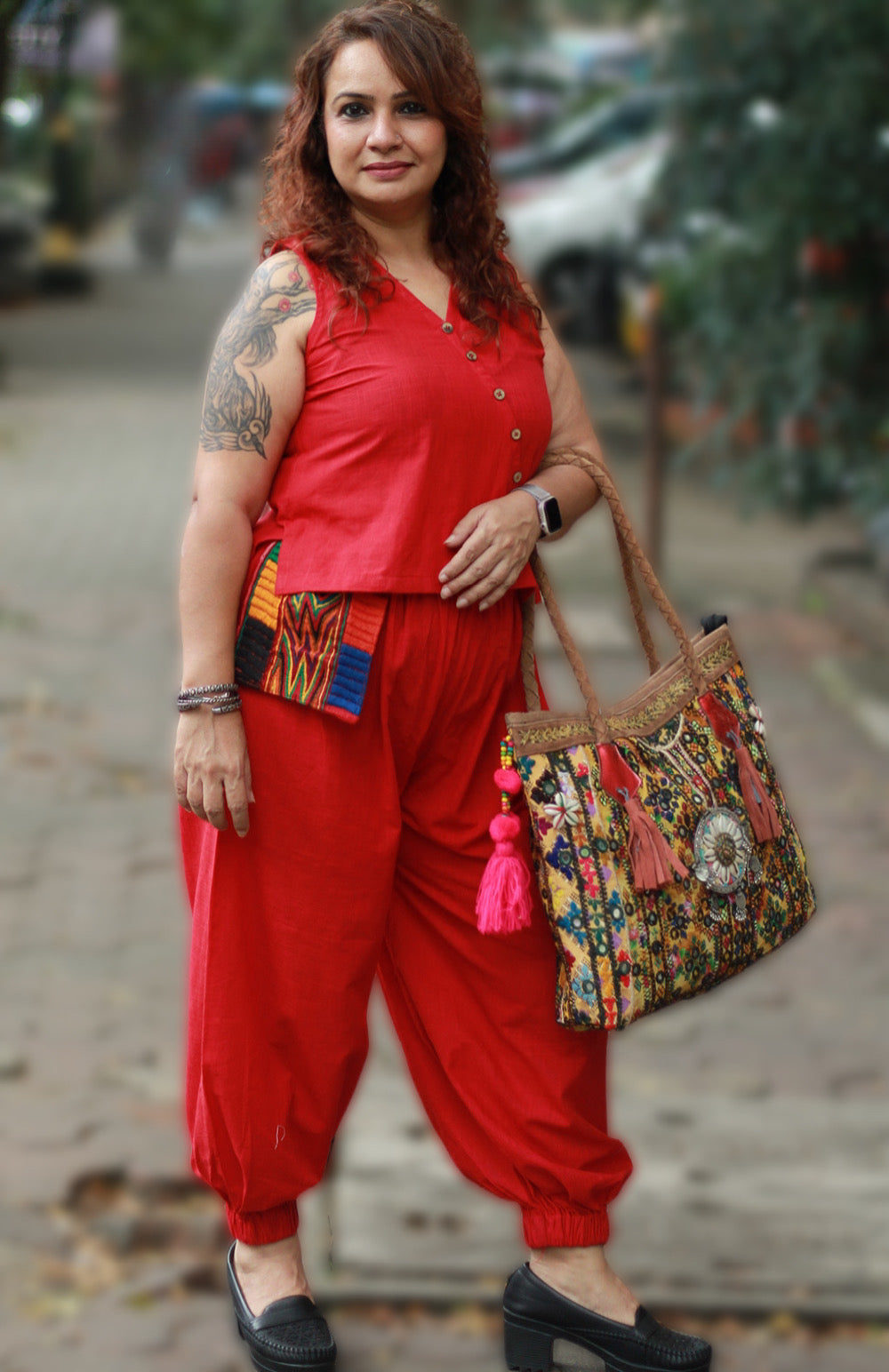 Nasha | Harem Pants Co-ord Set | Rouge
