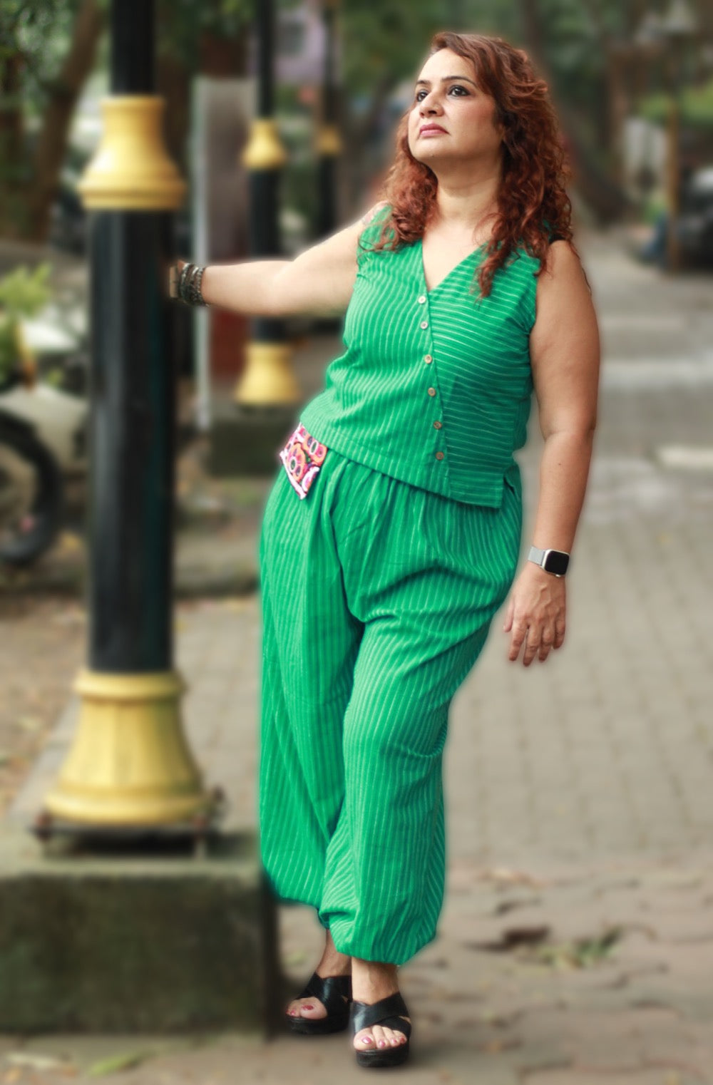 Nasha | Harem Pants Co-ord Set | Sea Green