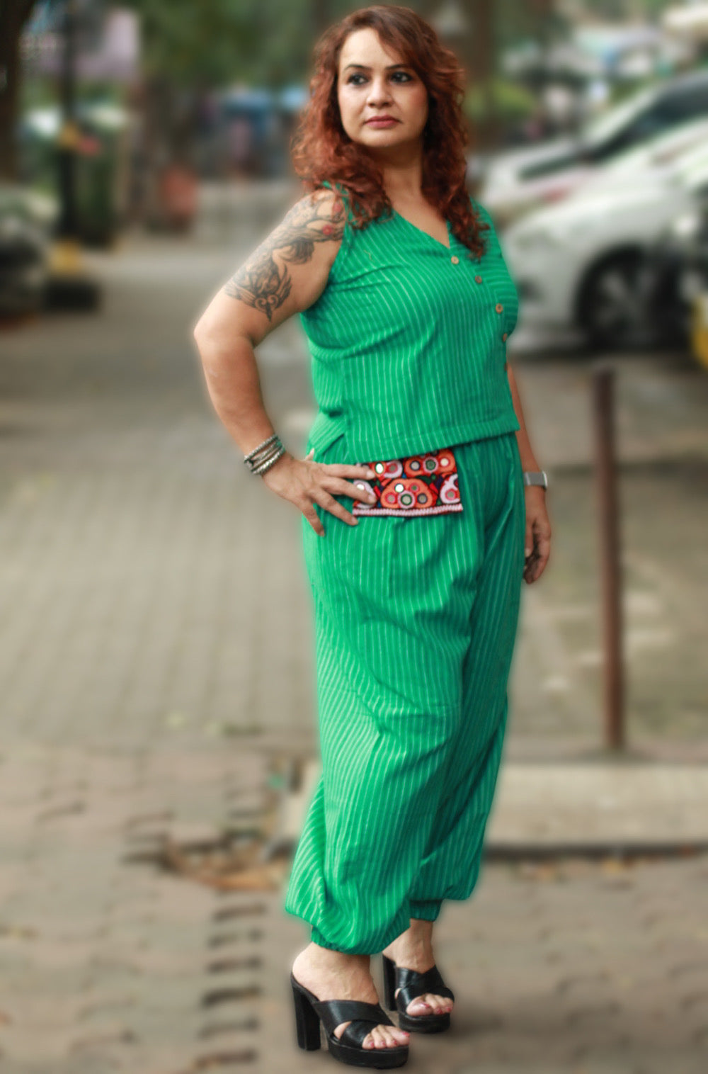 Nasha | Harem Pants Co-ord Set | Sea Green