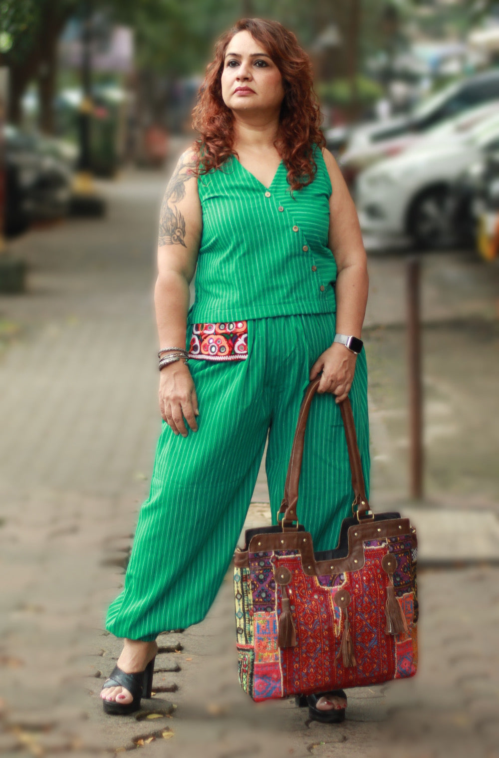Nasha | Harem Pants Co-ord Set | Sea Green