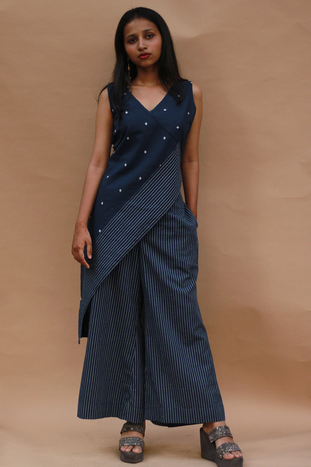 Raaya | Tapered Co-ord Set | Navy Blue