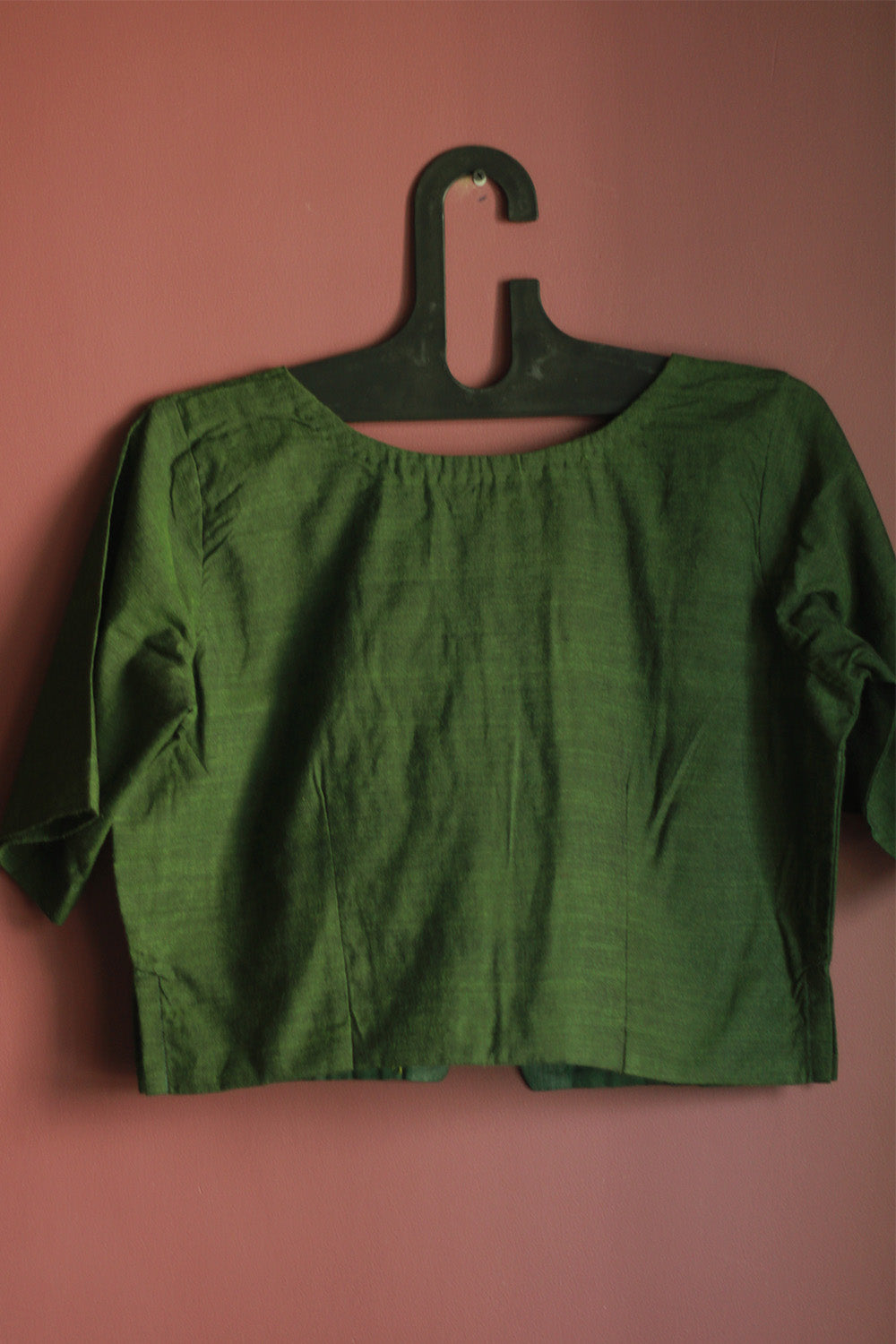 Gor Banjara | Embroidered Cropped Shirt-Blouse | Forest Green