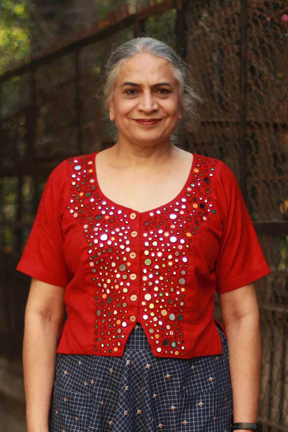 Gor Banjara | Embroidered Cropped Shirt-Blouse | Maroon