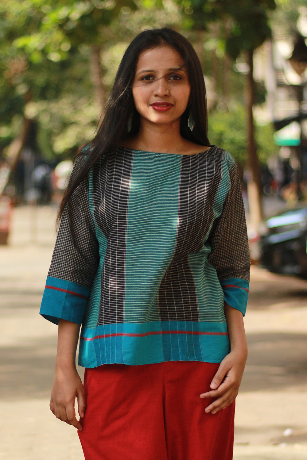 Vairagi | Patteda Anchu Crop Top | Aqua