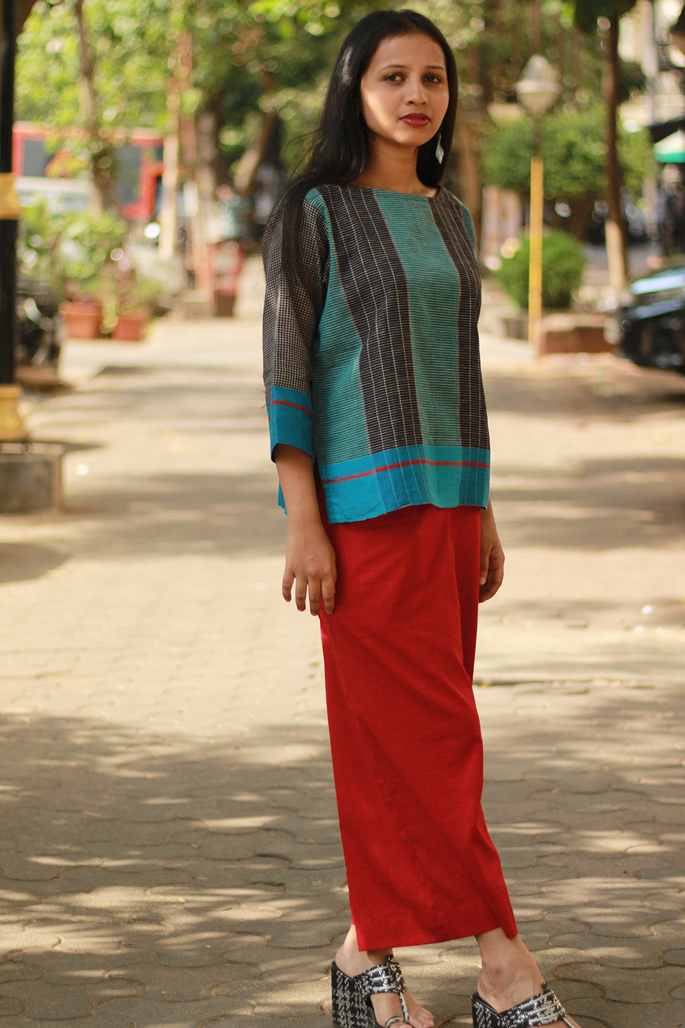 Vairagi | Patteda Anchu Crop Top | Aqua