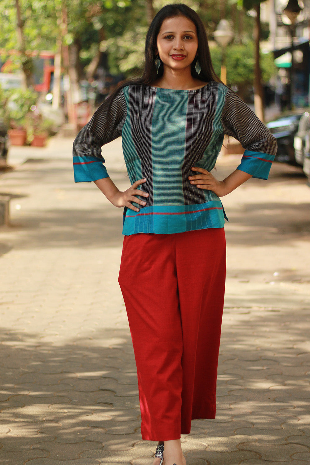 Vairagi | Patteda Anchu Crop Top | Aqua