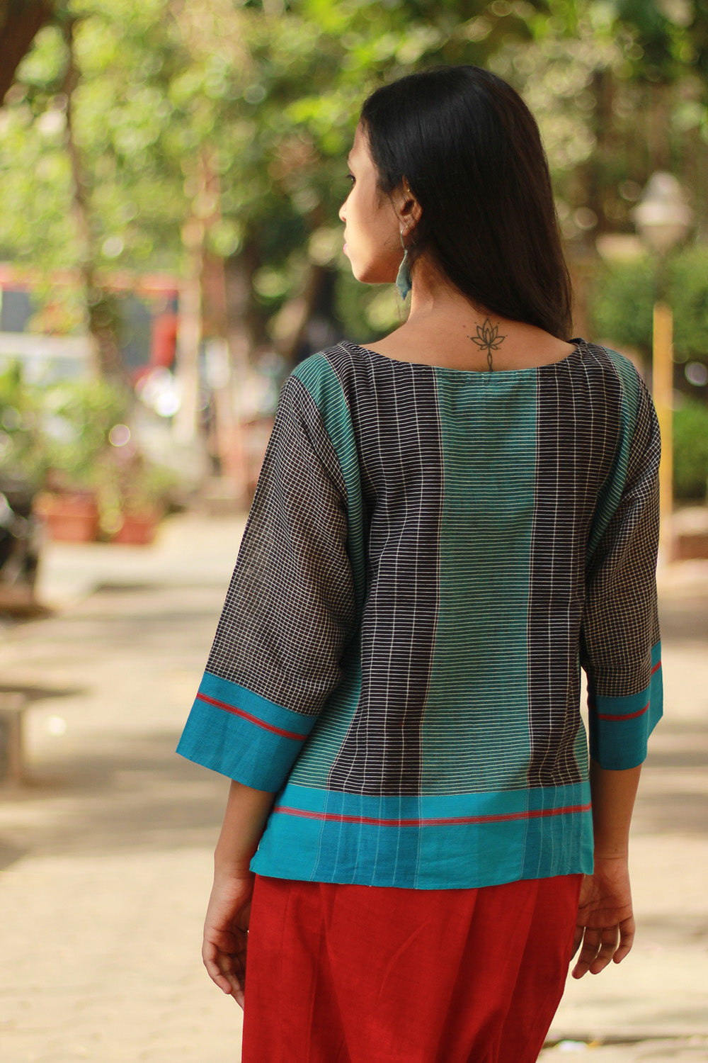 Vairagi | Patteda Anchu Crop Top | Aqua