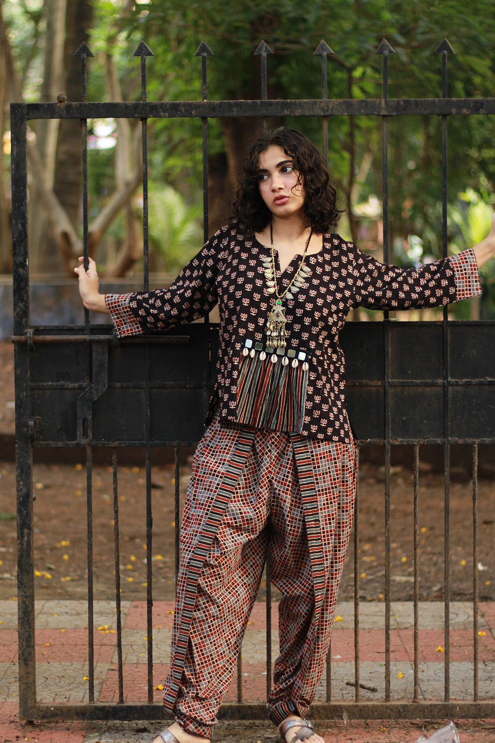 Dhoti Pants | Noir Ajrakh Checks