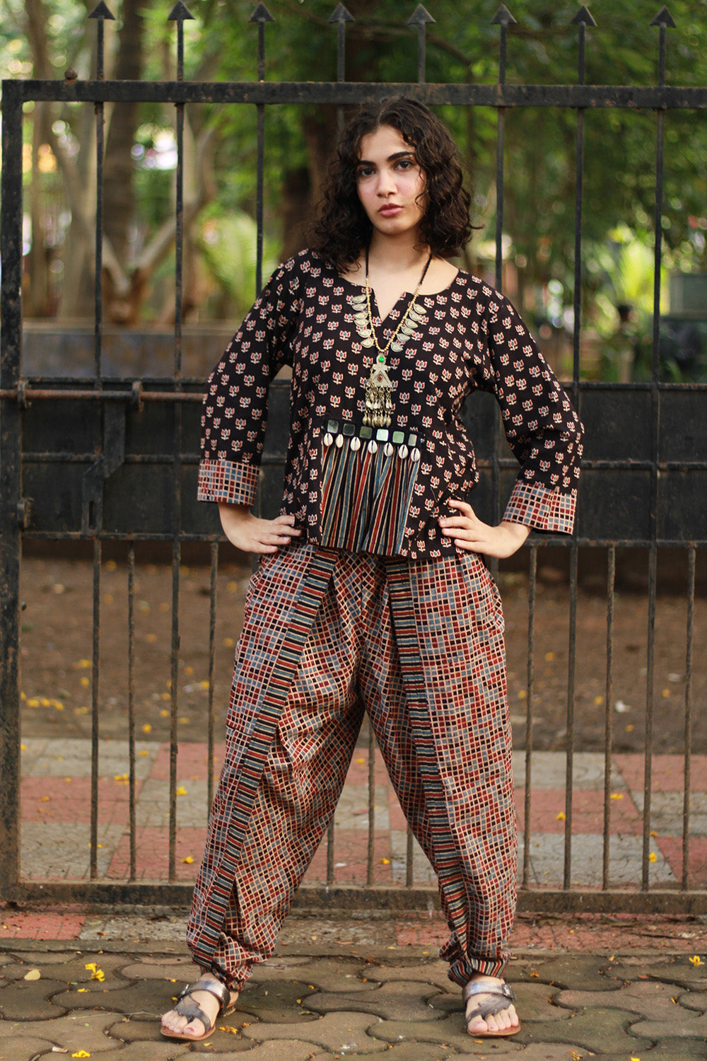 Dhoti Pants | Noir Ajrakh Checks