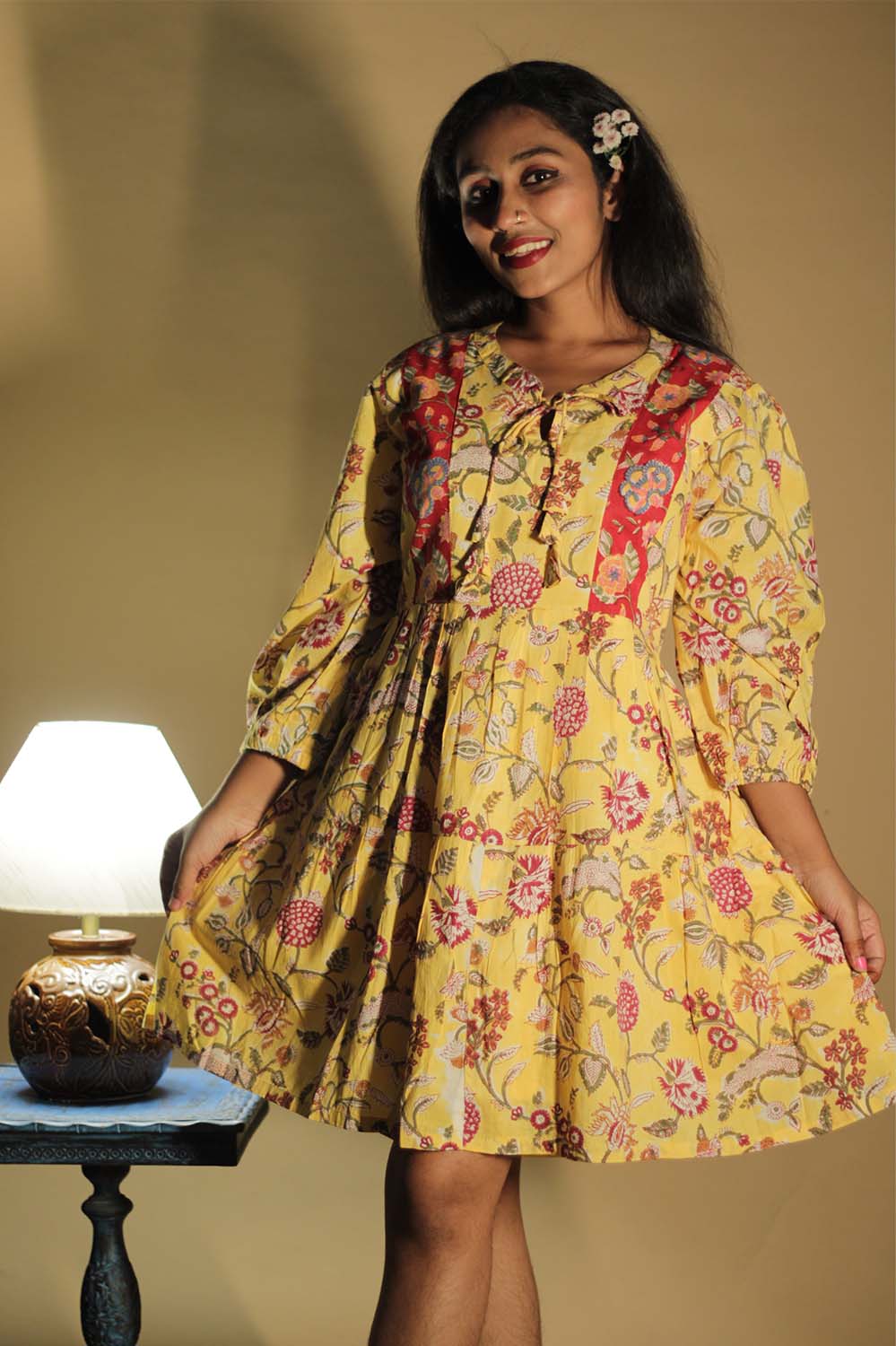 Gypsy | Short Dress | Yellow Sanganeri
