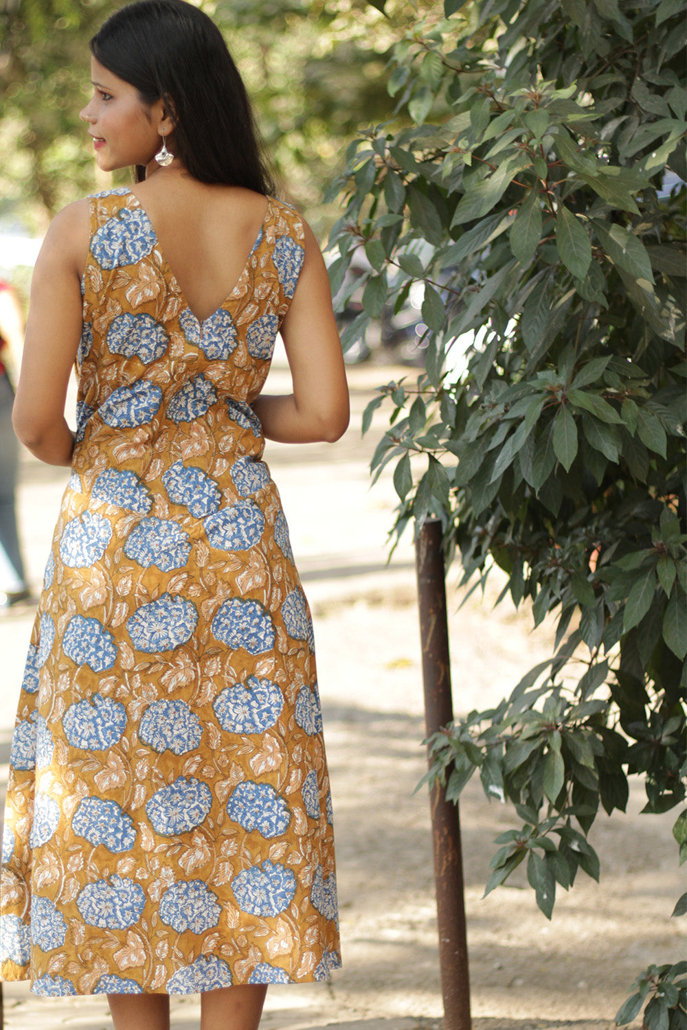 Kusumita | Midi Dress | Blue Hyacinth in Sienna Sanganeri