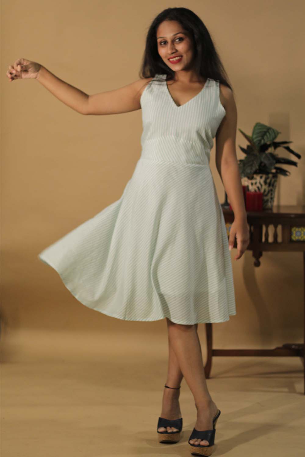 Candy Cane | Fitted Yoke Dress | Mint