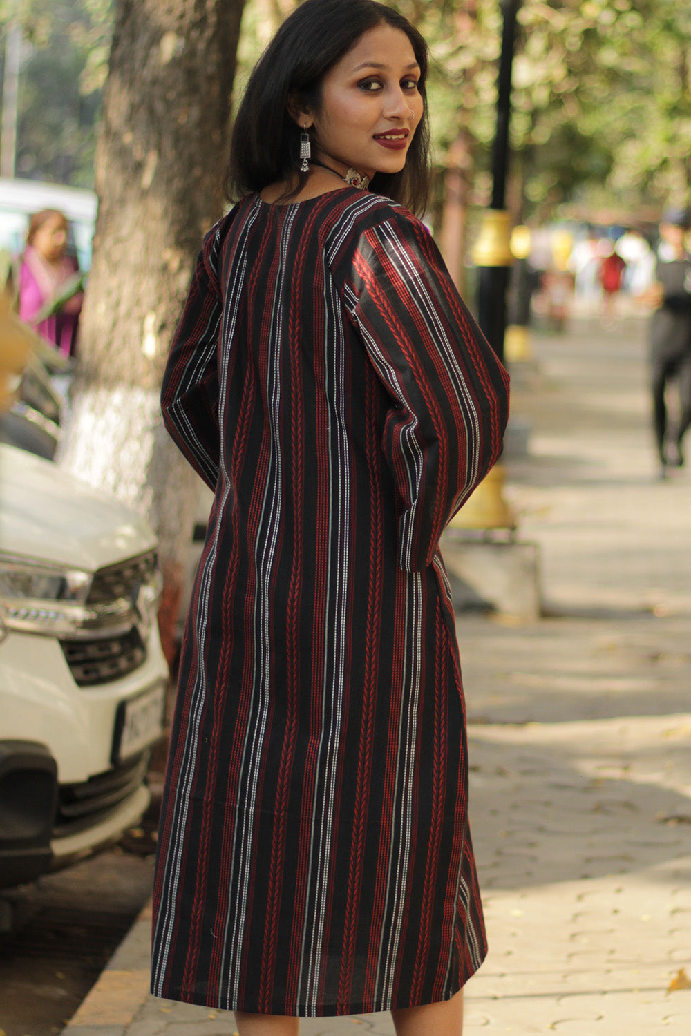 Diva | Bell Sleeves Dress | Noir Stripes