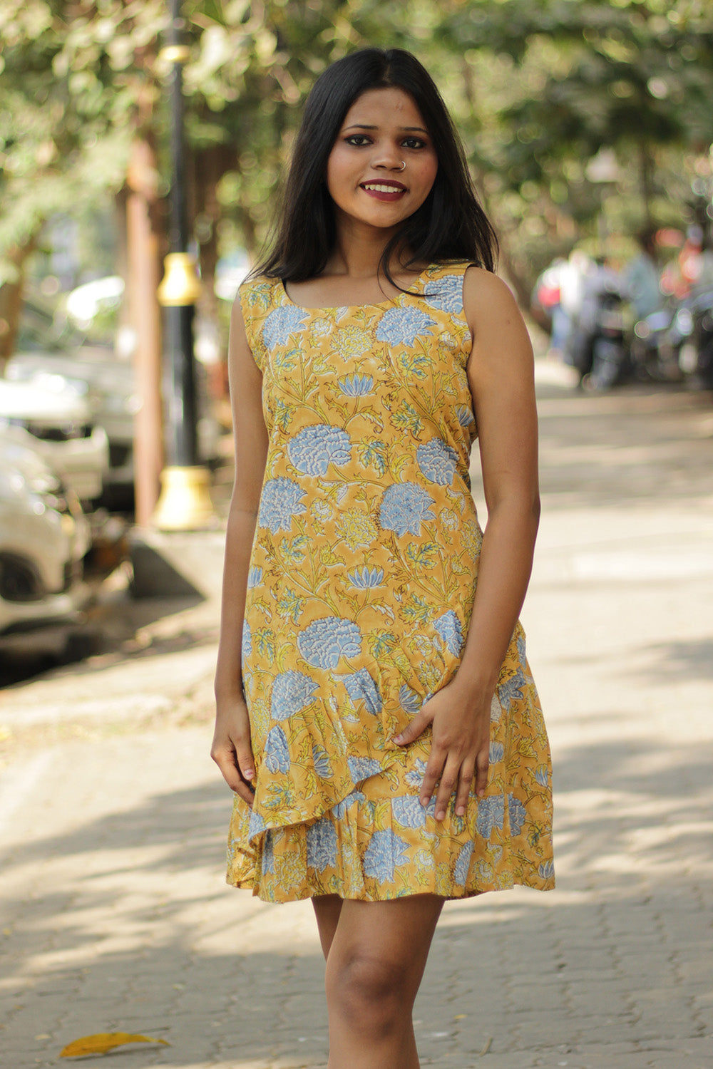 Manchali | Frilled Dress | Sunshine Blooms Sanganeri