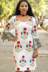 Sayali | Short Dress | Red blooms Sanganeri