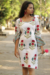 Sayali | Short Dress | Red blooms Sanganeri