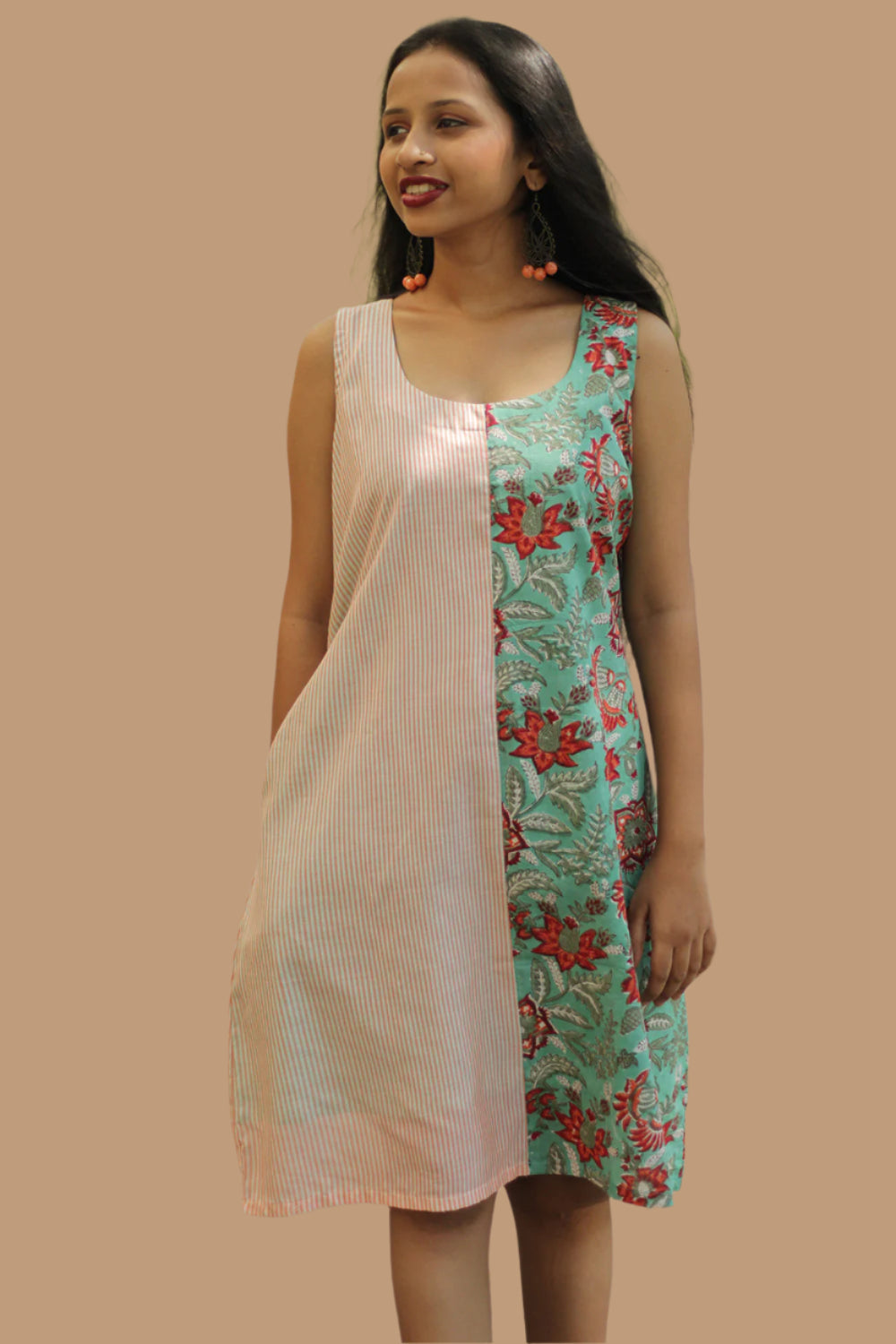 Anaya | Short Dress | Red Blooms Sanganeri