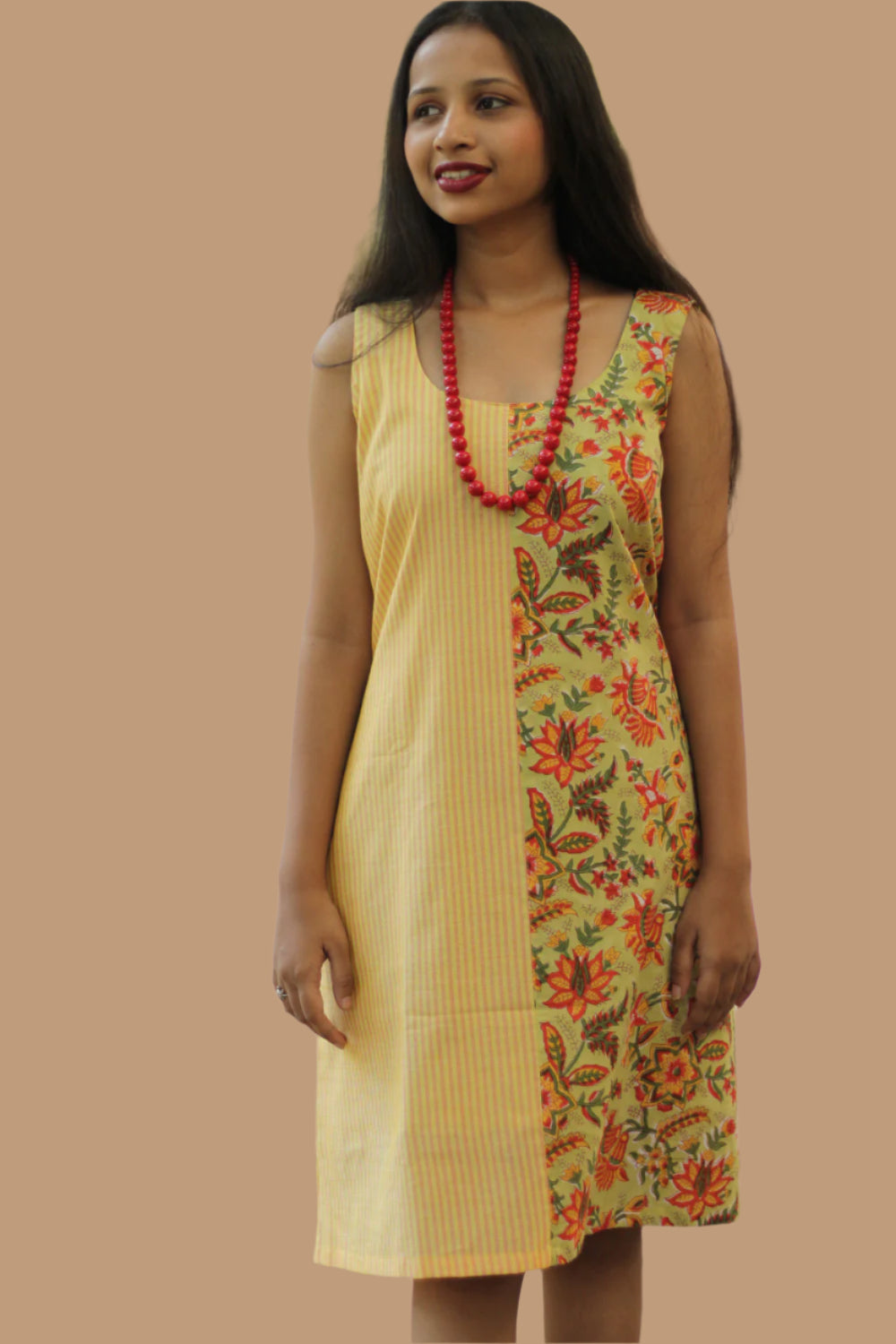 Anaya | Short Dress | Lime Green Sanganeri