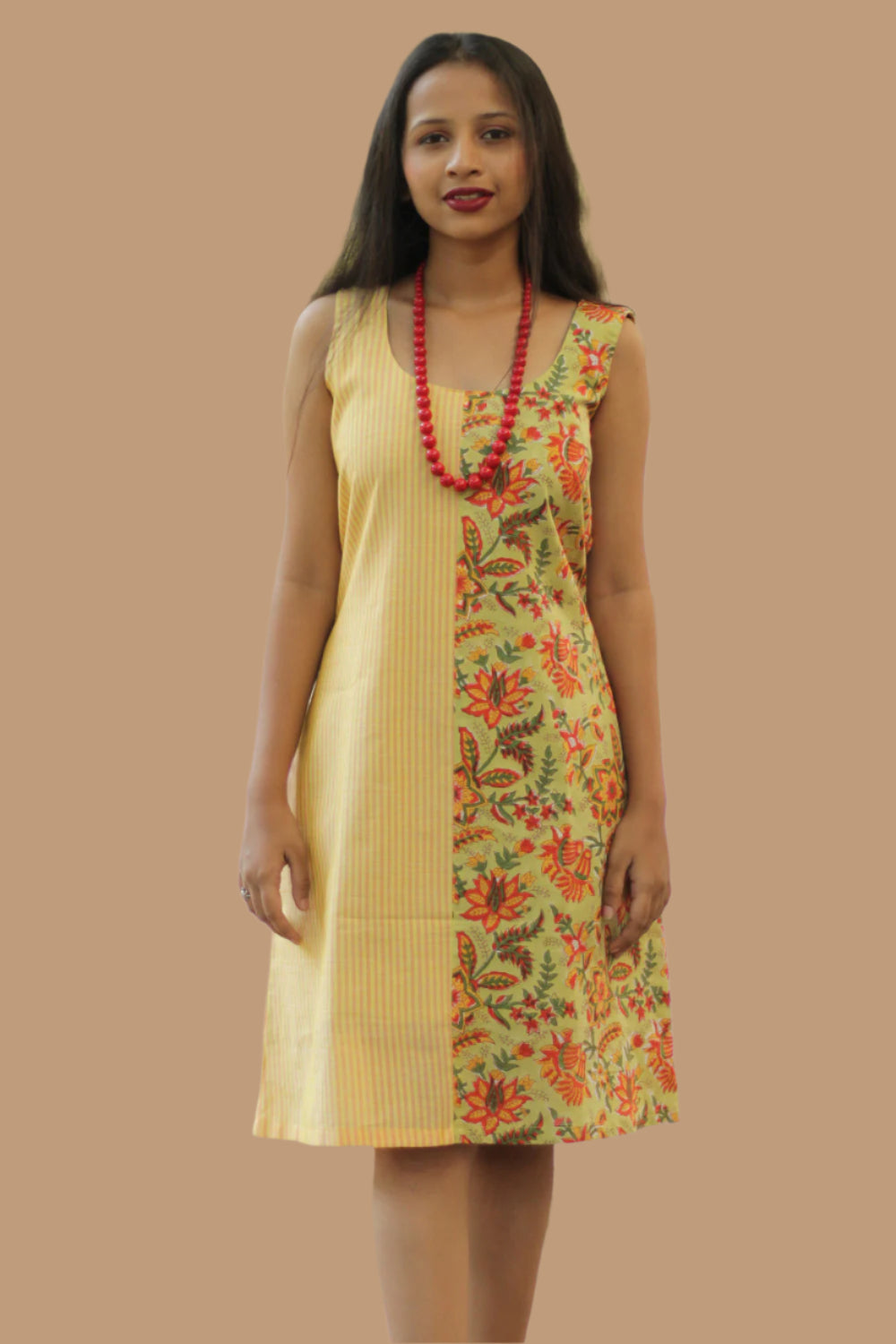 Anaya | Short Dress | Lime Green Sanganeri