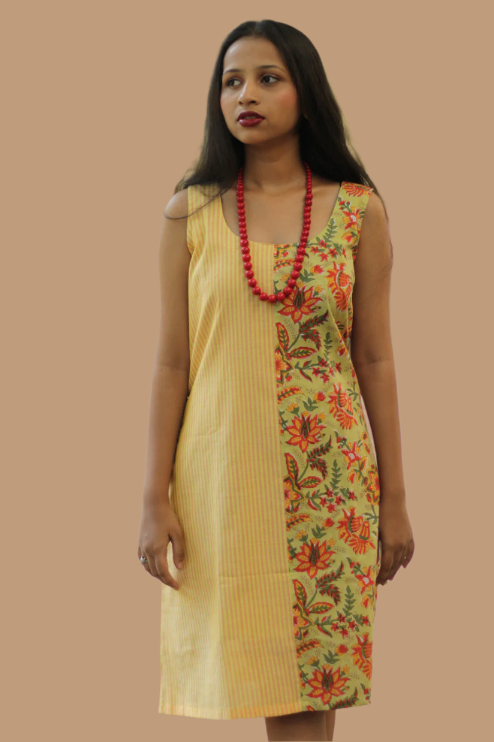 Anaya | Short Dress | Lime Green Sanganeri