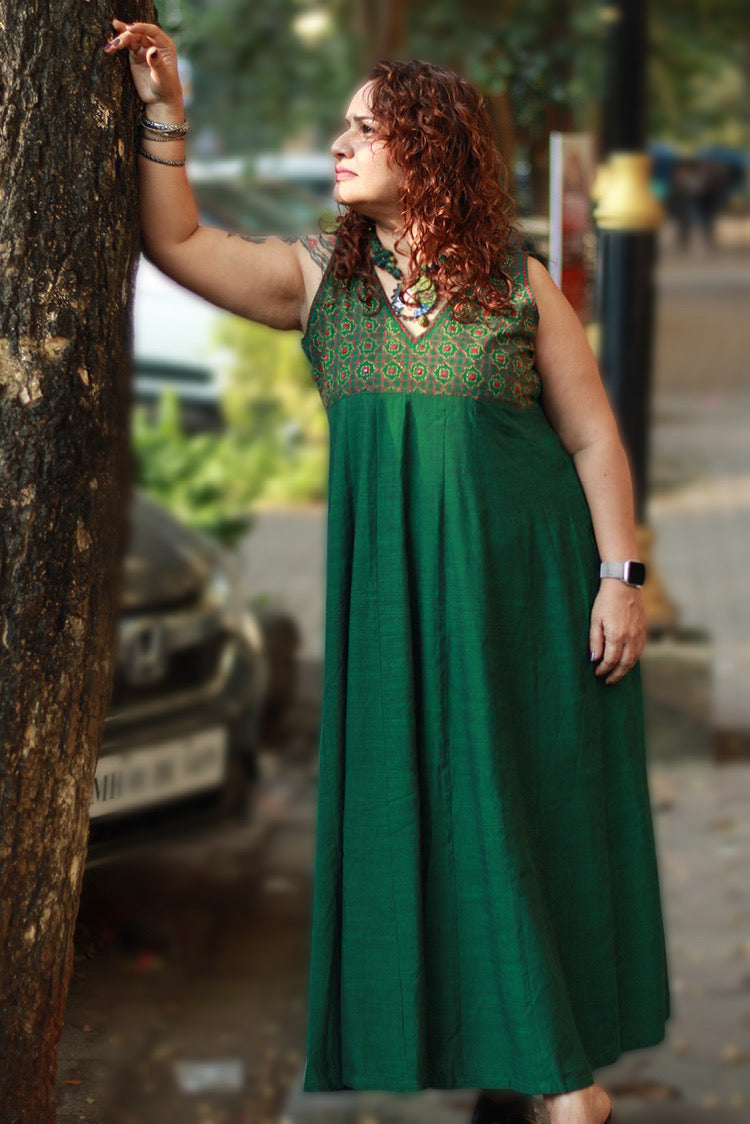 Khwaab | Long Kali Dress | Forest Green