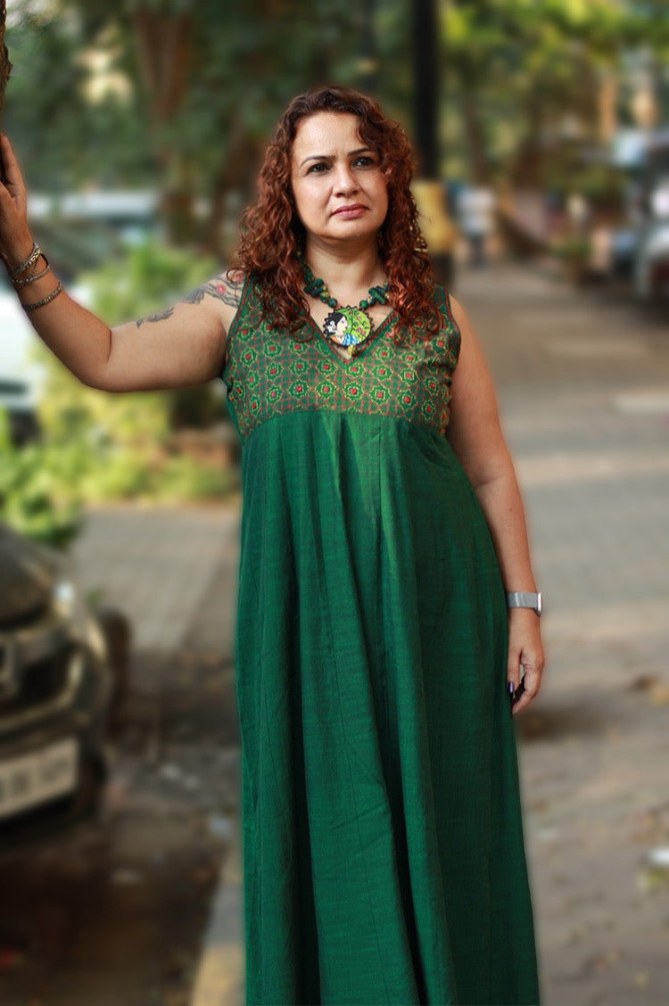 Khwaab | Long Kali Dress | Forest Green