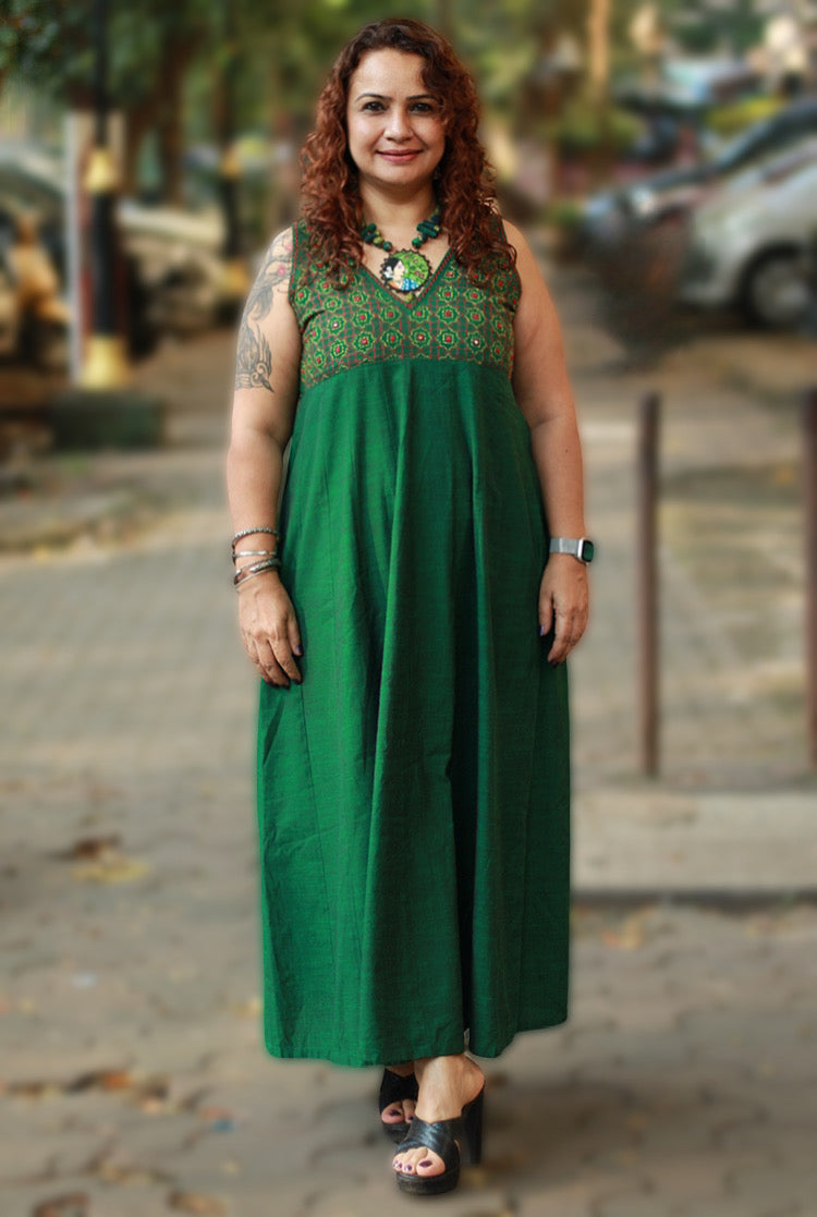 Khwaab | Long Kali Dress | Forest Green